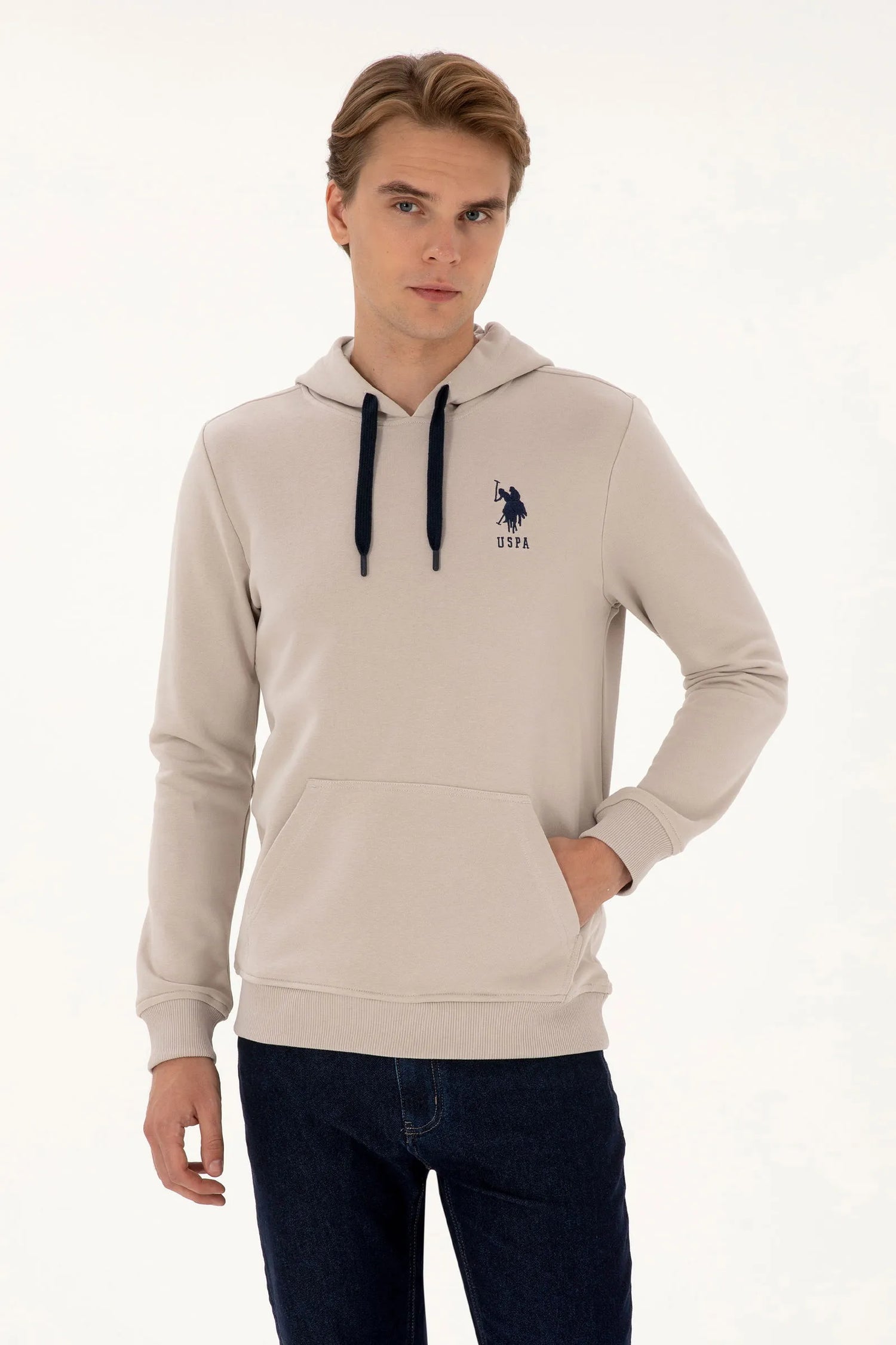 U.S. Polo Assn._Stone_Stone Hoodie With Logo_G081SZ0820 2225794_VR049_01