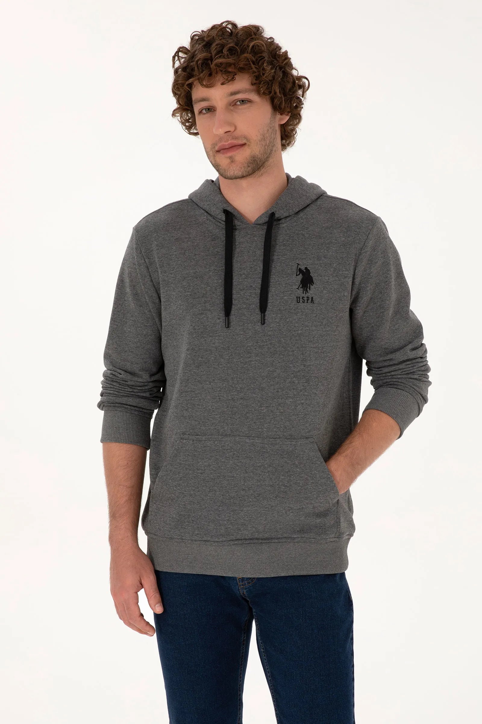 U.S. Polo Assn._Anthracite Mela_Anthracite Mela Hoodie With Logo_G081SZ0820 2225794_VR081_01