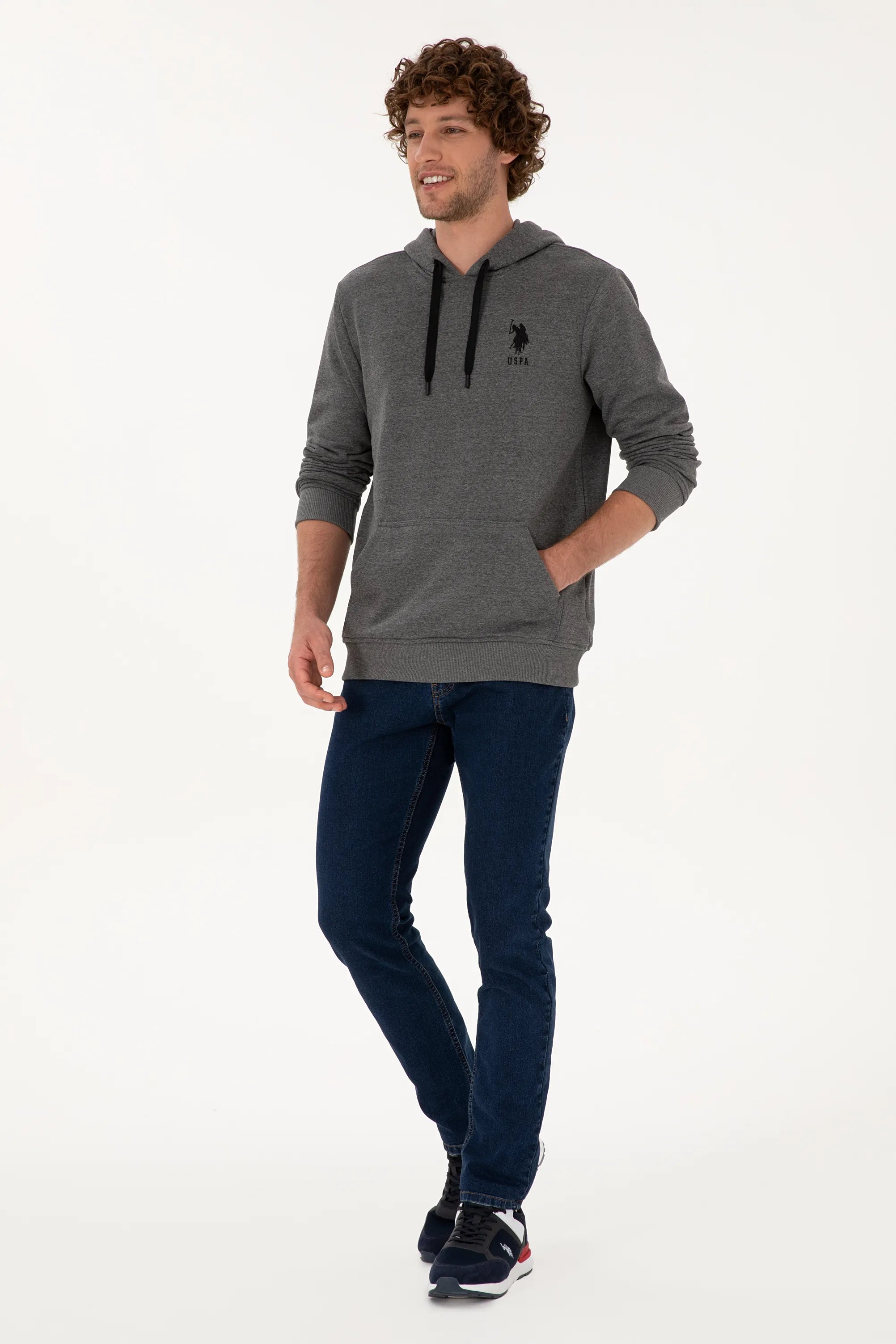 U.S. Polo Assn._Anthracite Mela_Anthracite Mela Hoodie With Logo_G081SZ0820 2225794_VR081_04