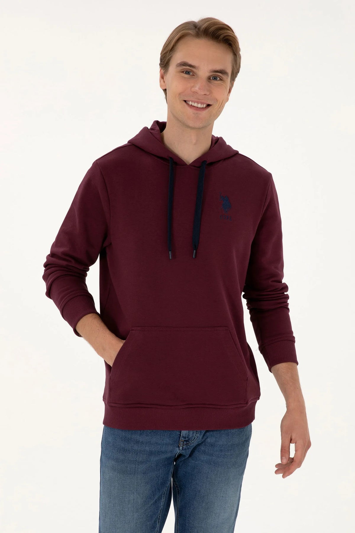 U.S. Polo Assn. New Plum Men Plum Drawstring Hoodie SKU: G081SZ0820 2225794_VR177 Image 01