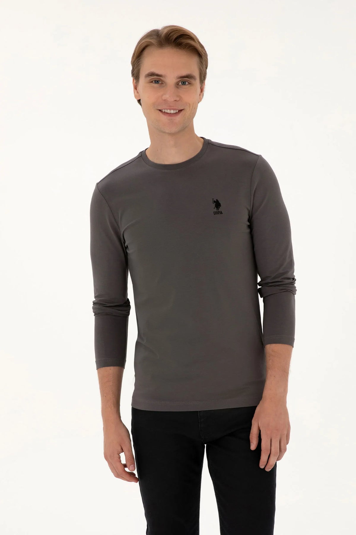 U.S. Polo Assn. Grey Men Grey Crew Neck Sweatshirt SKU: G081SZ0820 2226386_VR024 Image 01