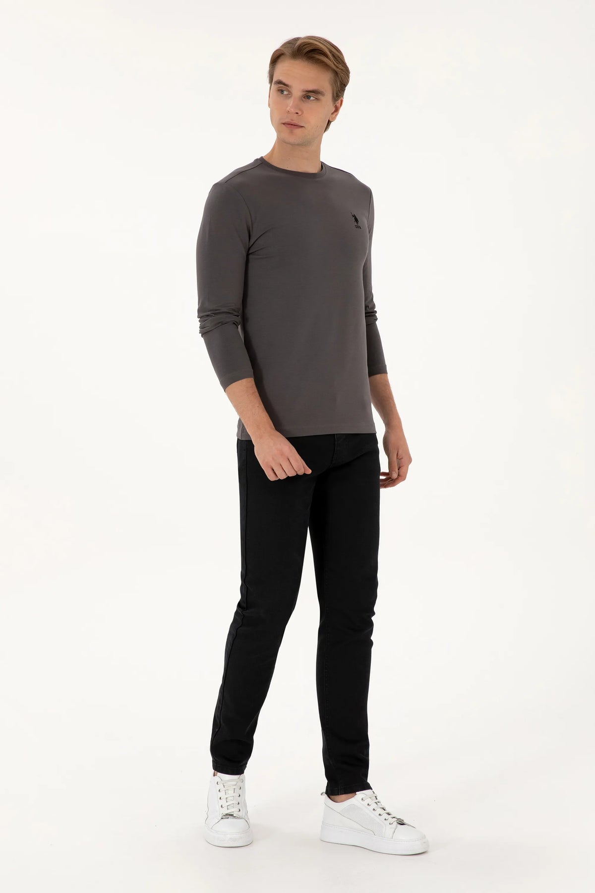 U.S. Polo Assn. Grey Men Grey Crew Neck Sweatshirt SKU: G081SZ0820 2226386_VR024 Image 04