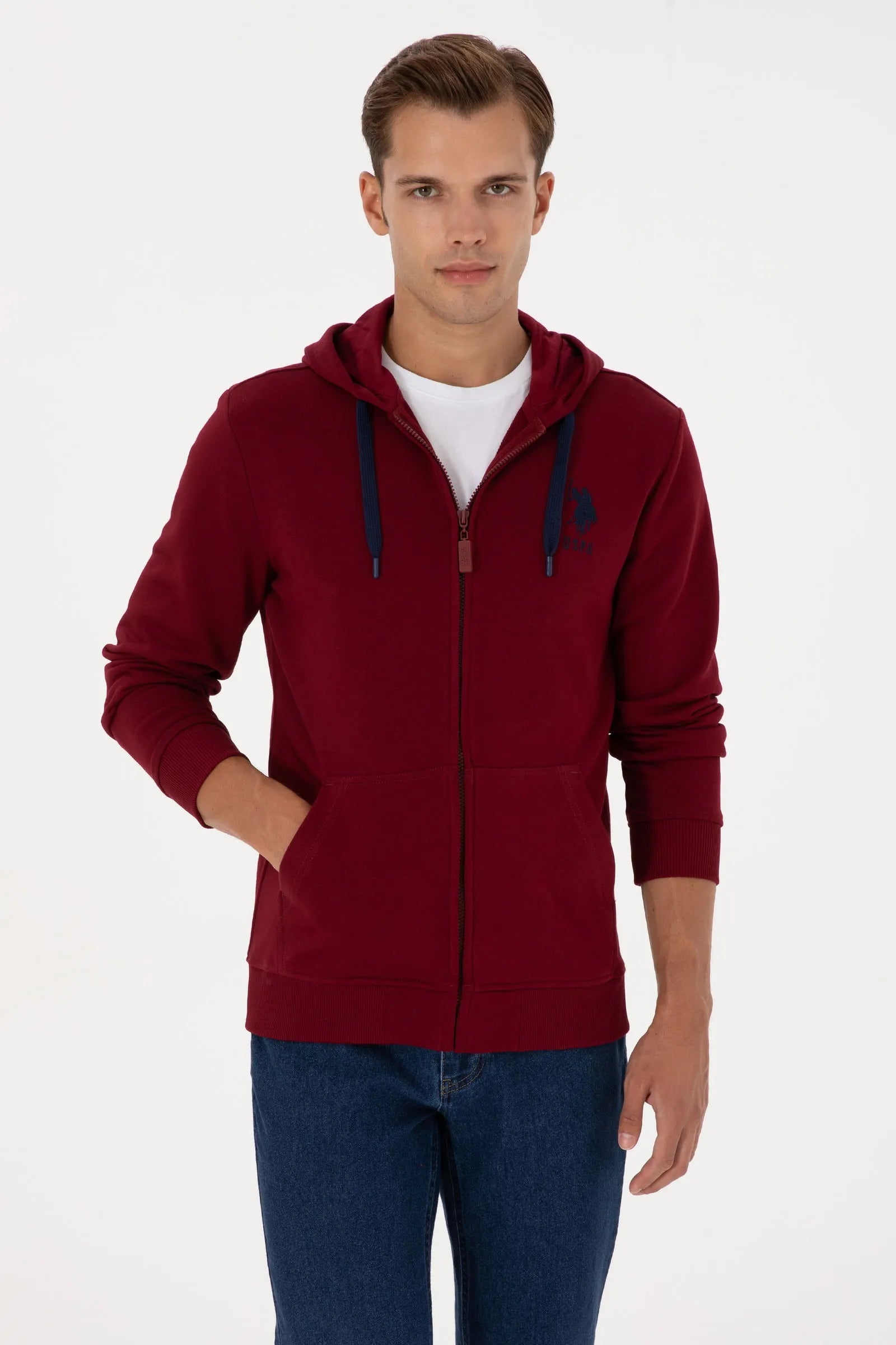 U.S. Polo Assn._Bordeaux_Bordeaux Zip Up Hoodie With Logo_G081SZ0820 2226461_VR014_01