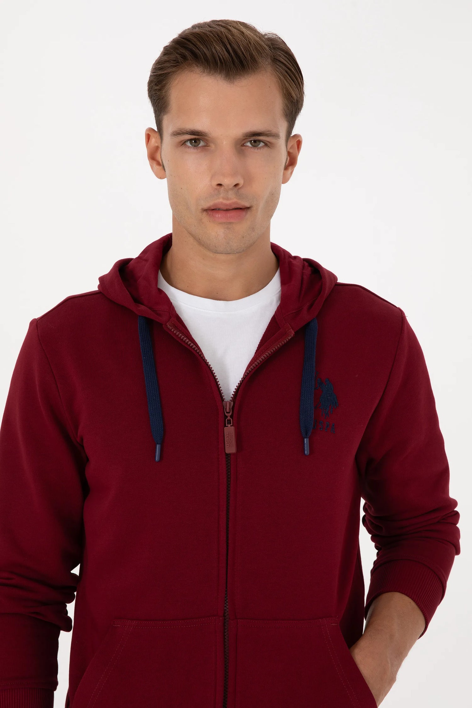 U.S. Polo Assn._Bordeaux_Bordeaux Zip Up Hoodie_G081SZ0820 2226461_VR014_02