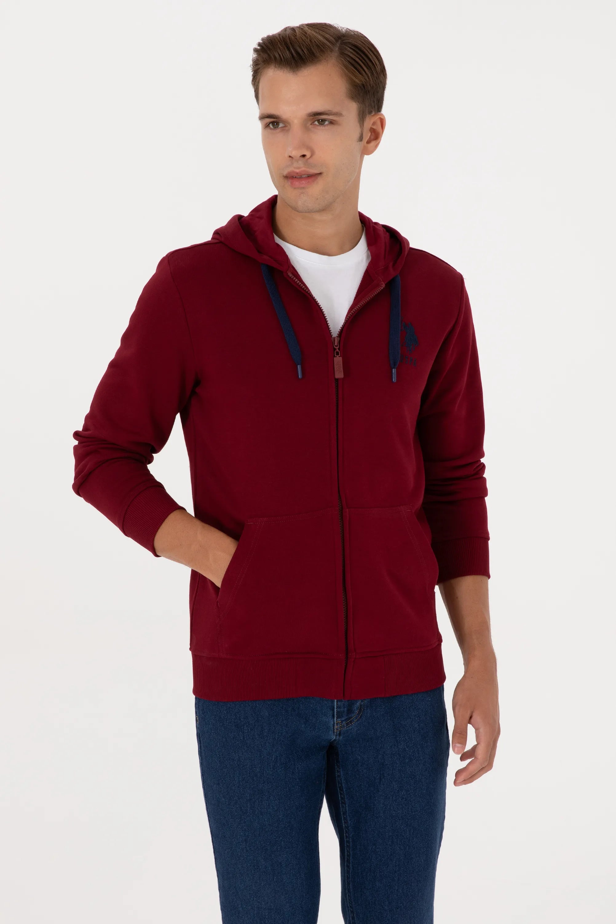 U.S. Polo Assn._Bordeaux_Bordeaux Zip Up Hoodie With Logo_G081SZ0820 2226461_VR014_03
