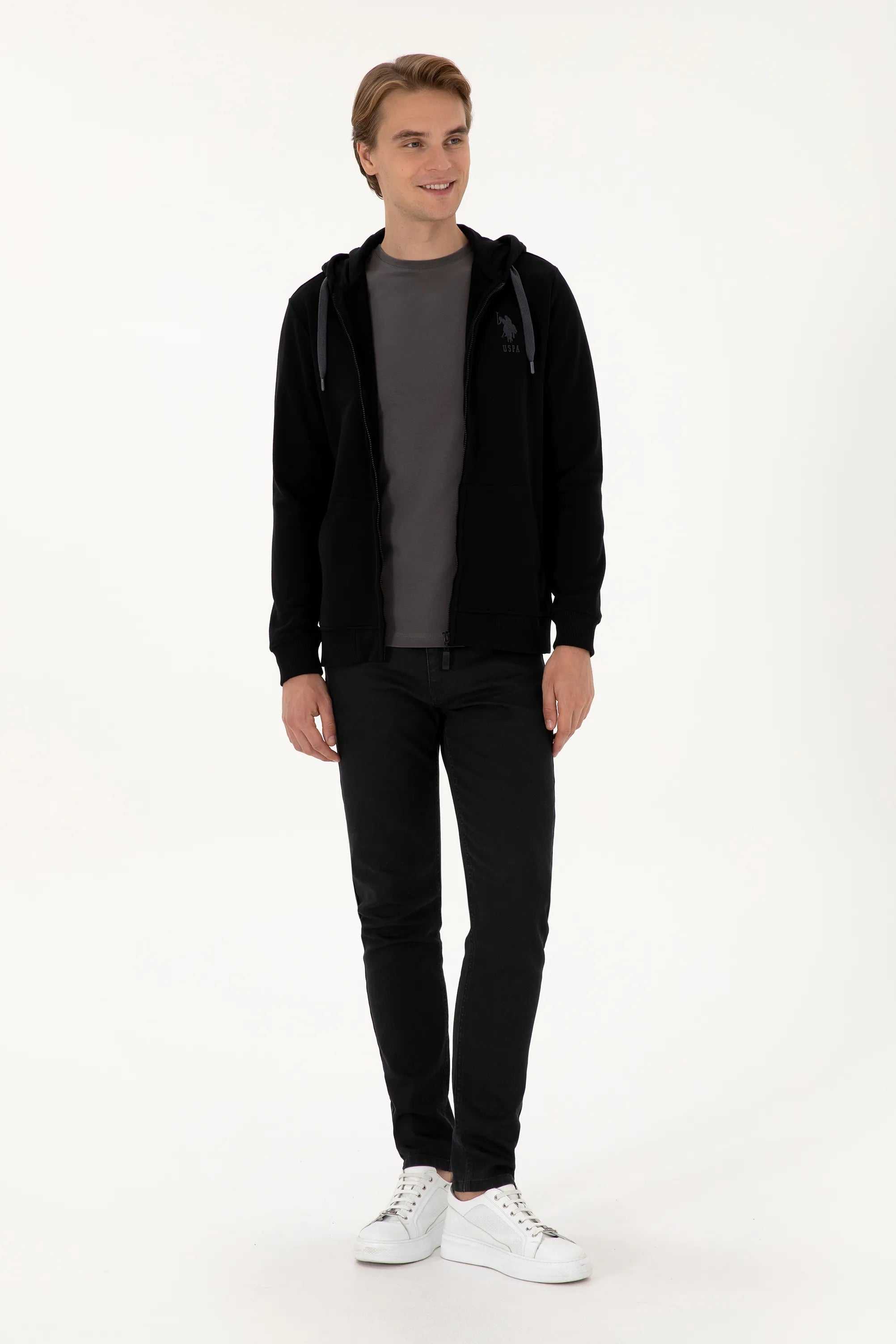 U.S. Polo Assn._Black_Black Zip Up Hoodie With Logo_G081SZ0820 2226461_VR046_04