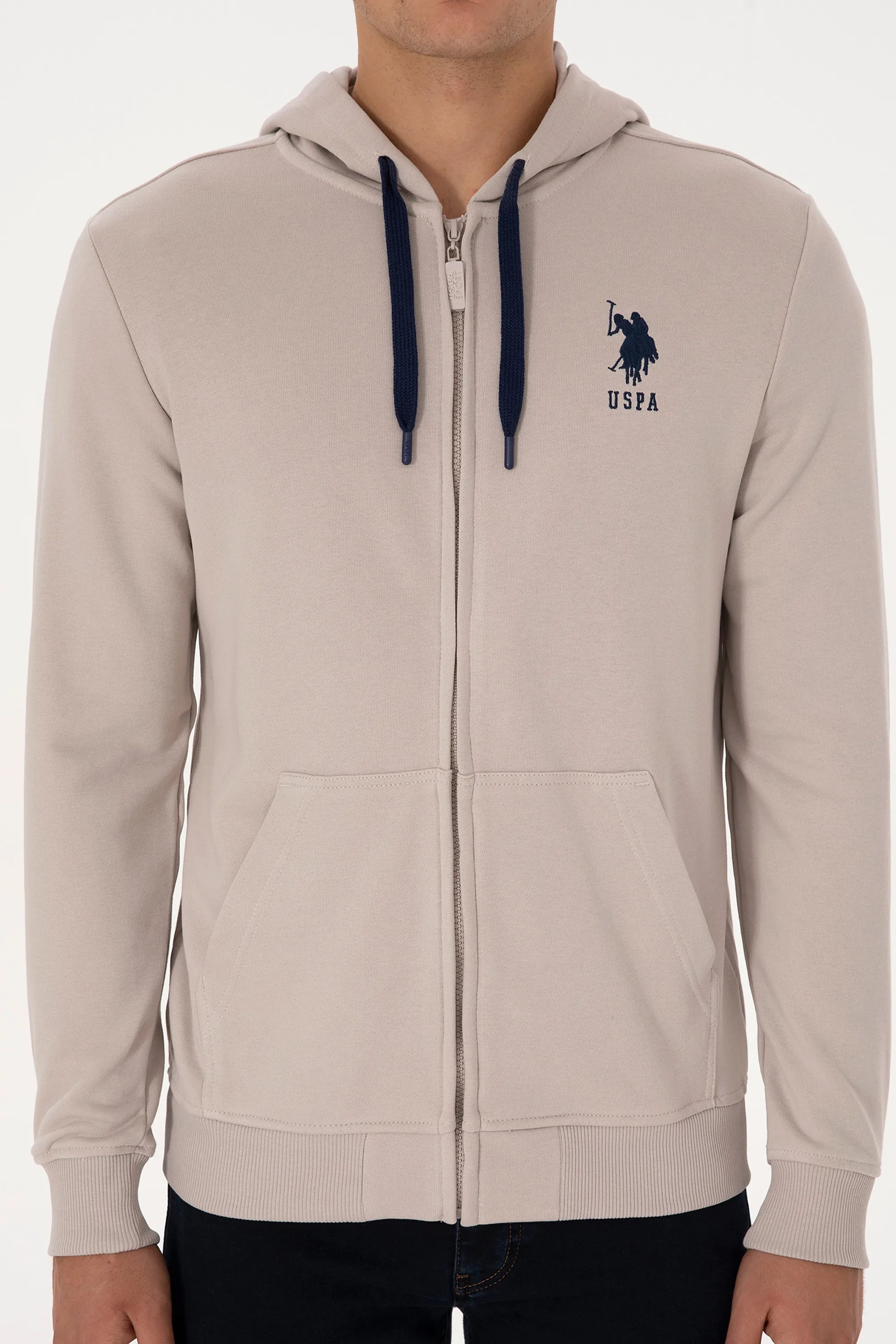 U.S. Polo Assn._Stone_Stone Zip Up Hoodie With Logo_G081SZ0820 2226461_VR049_06