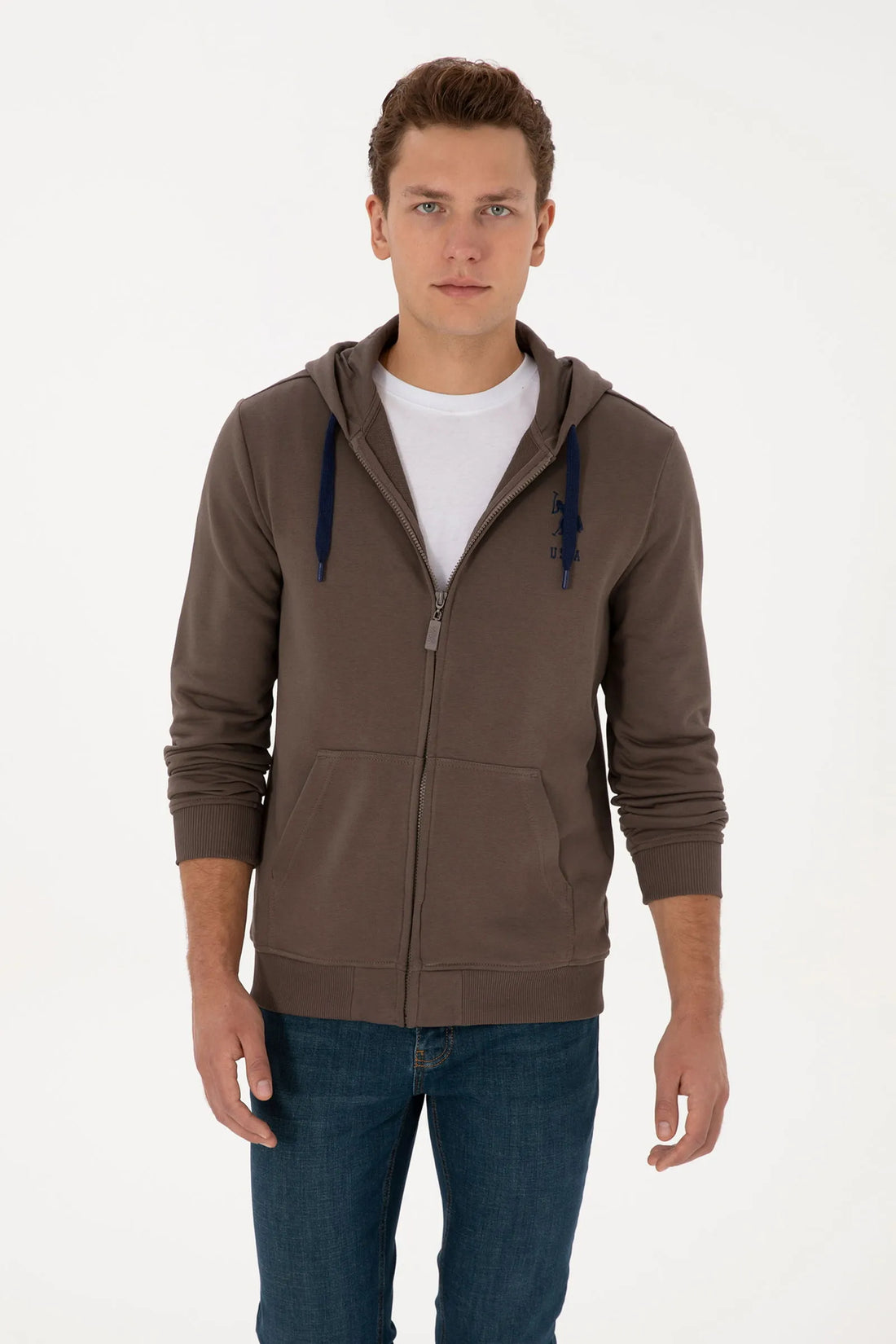 U.S. Polo Assn._Mink_Mink Zip Up Hoodie With Logo_G081SZ0820 2226461_VR052_01