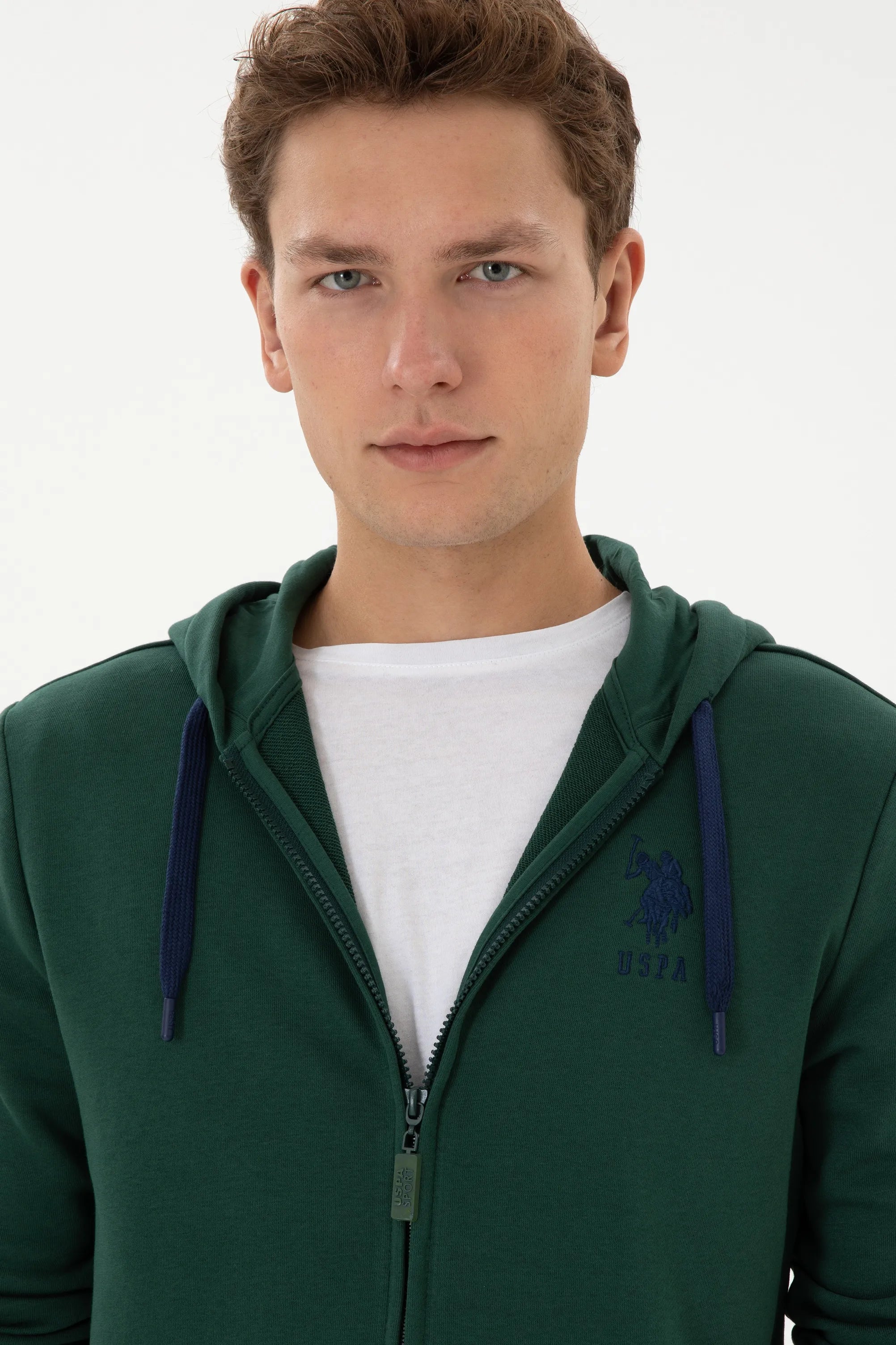 U.S. Polo Assn._Dark Green_Dark Green Zip Up Hoodie With Logo_G081SZ0820 2226461_VR079_02
