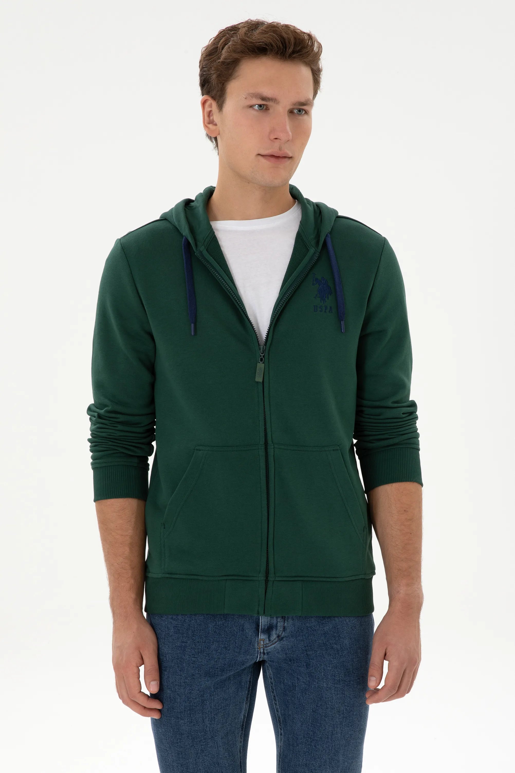 U.S. Polo Assn._Dark Green_Dark Green Zip Up Hoodie With Logo_G081SZ0820 2226461_VR079_03