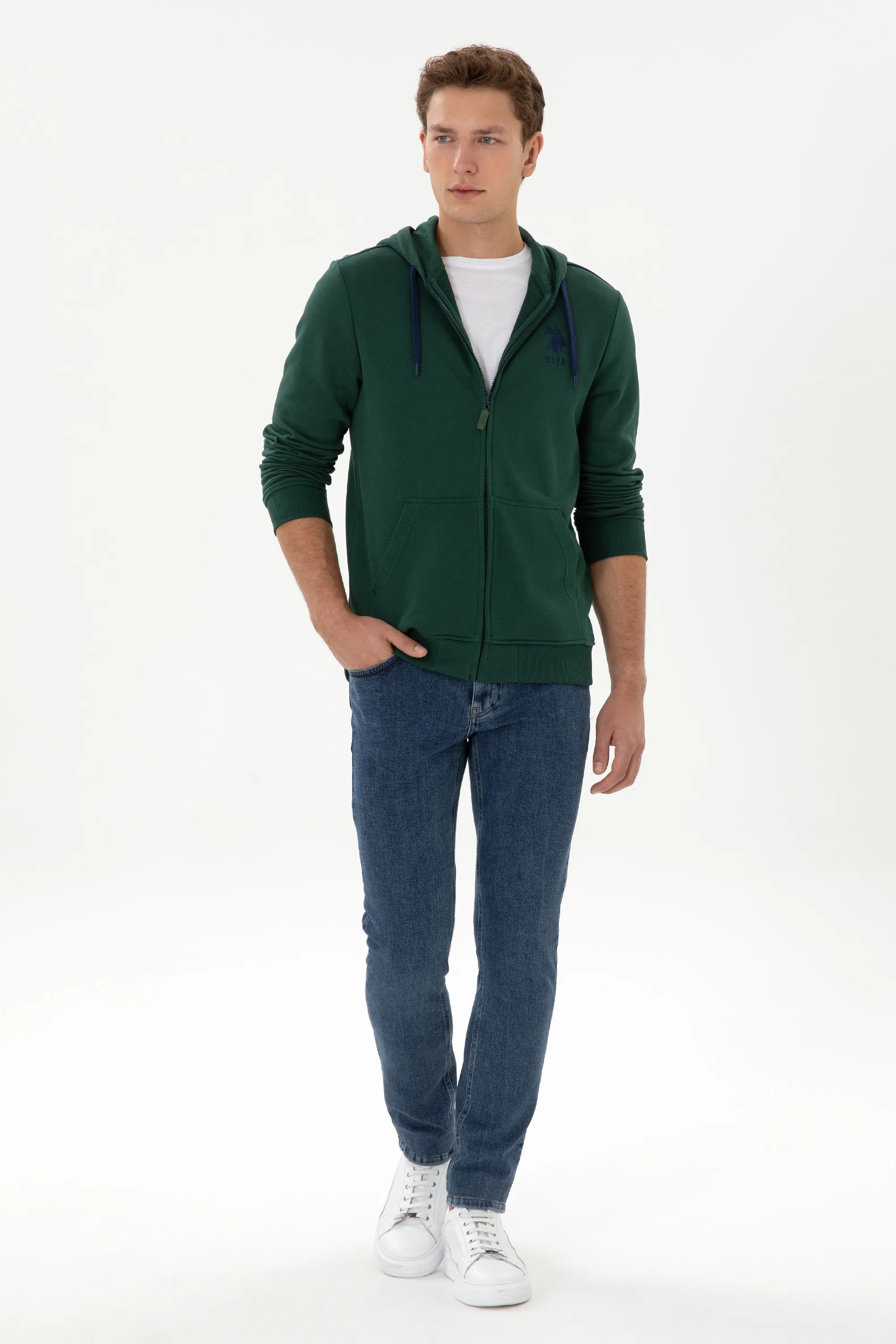 U.S. Polo Assn._Dark Green_Dark Green Zip Up Hoodie With Logo_G081SZ0820 2226461_VR079_04