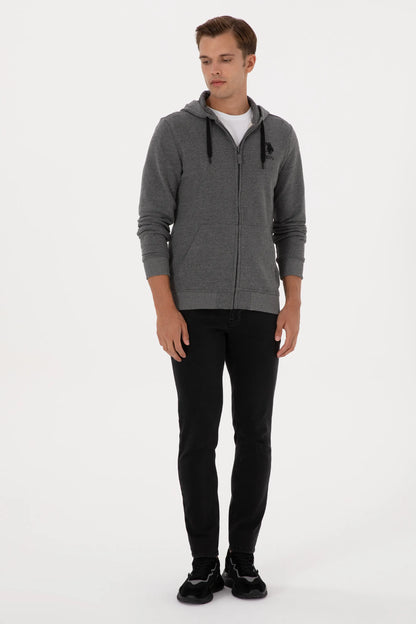 U.S. Polo Assn._Anthracite Mela_Anthracite Mela Zip Up Hoodie_G081SZ0820 2226461_VR081_04