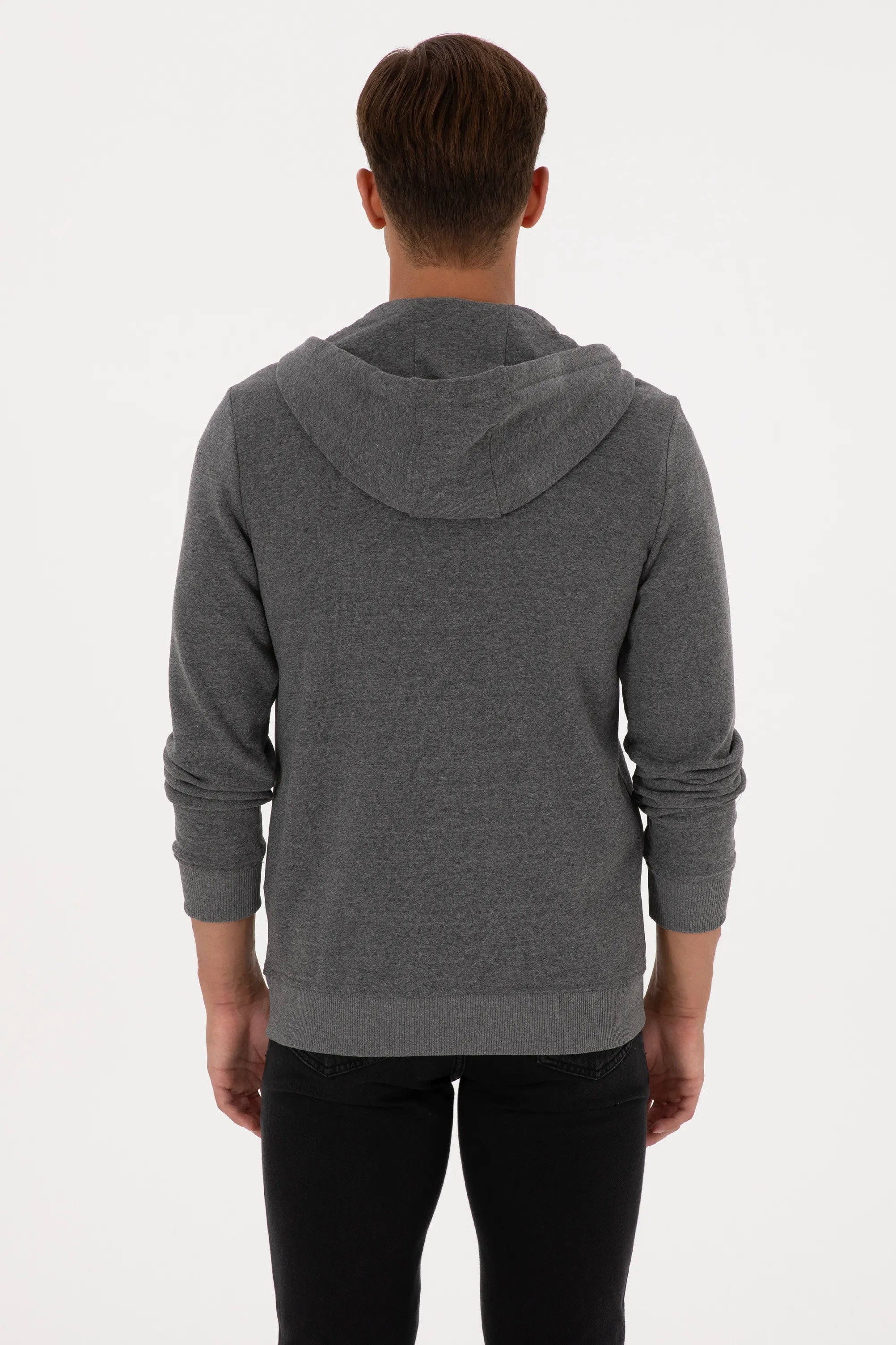 U.S. Polo Assn._Anthracite Mela_Anthracite Mela Zip Up Hoodie_G081SZ0820 2226461_VR081_05