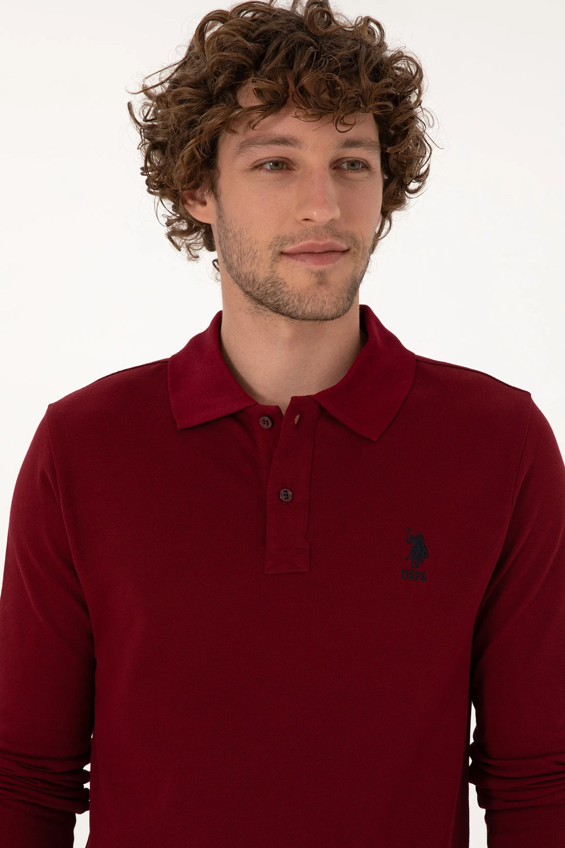 U.S. Polo Assn. Bordeaux Men Bordeaux Long Sleeve PiquŽ Polo Shirt SKU: G081SZ0820 2226497_VR014 Image 02
