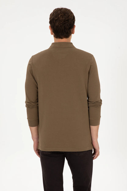 U.S. Polo Assn._Khaki_Khaki Long Sleeve Polo Shirt_G081SZ0820 2226497_VR027_05
