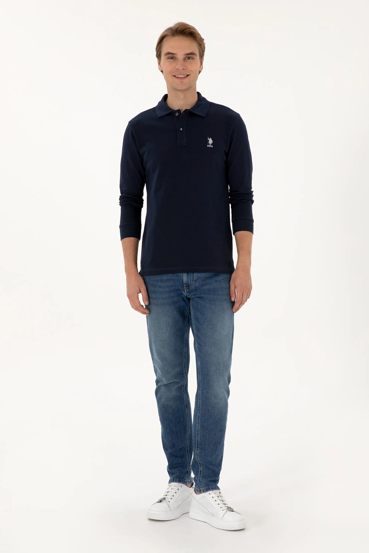 U.S. Polo Assn. Navy Men Navy Long Sleeve PiquŽ Polo Shirt SKU: G081SZ0820 2226497_VR033 Image 04