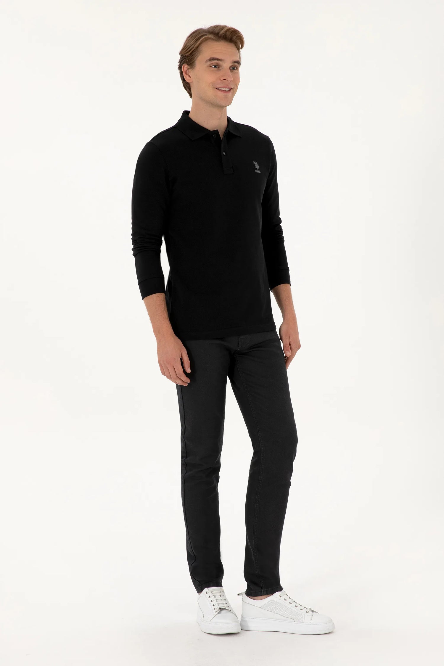 U.S. Polo Assn._Black_Black Long Sleeve Polo Shirt_G081SZ0820 2226497_VR046_04