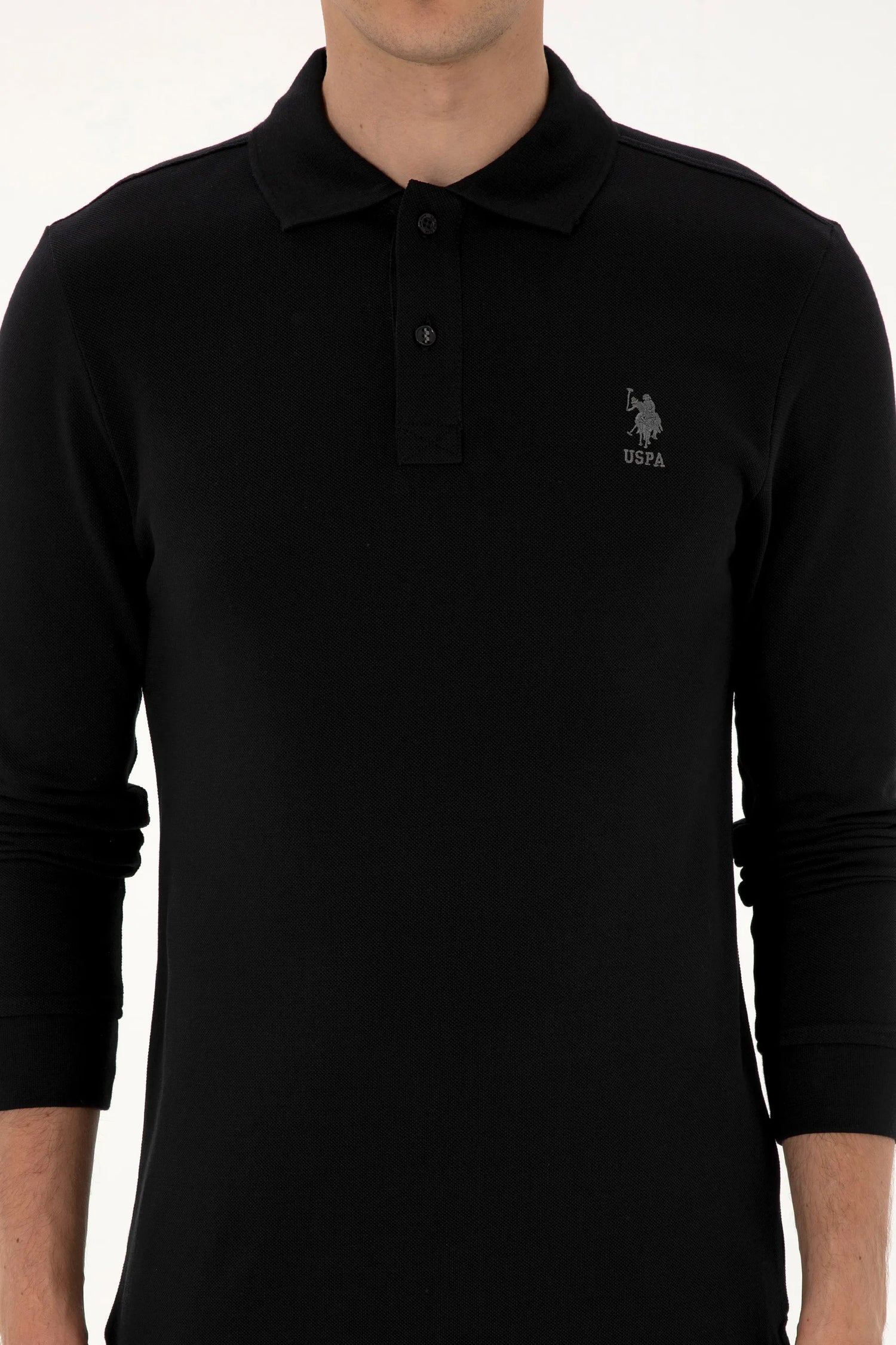 U.S. Polo Assn._Black_Black Long Sleeve Polo Shirt_G081SZ0820 2226497_VR046_06