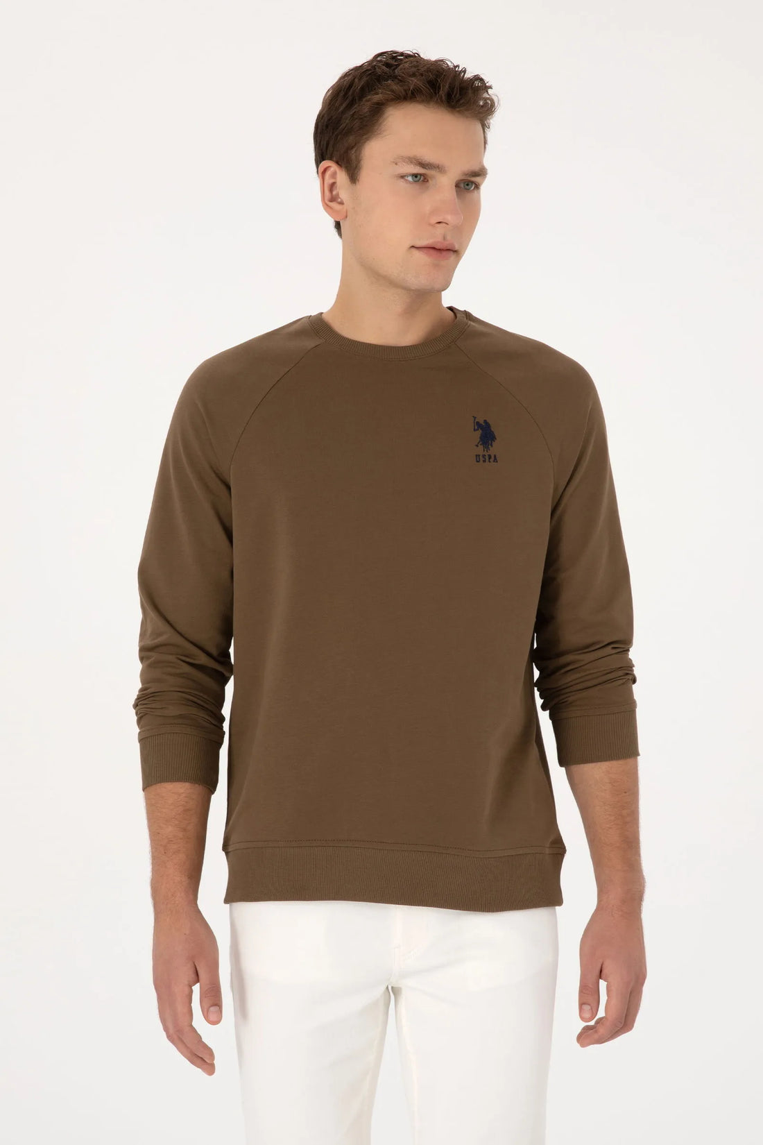 U.S. Polo Assn._Khaki_Khaki Sweatshirt With Logo_G081SZ0820 2231755_VR027_01