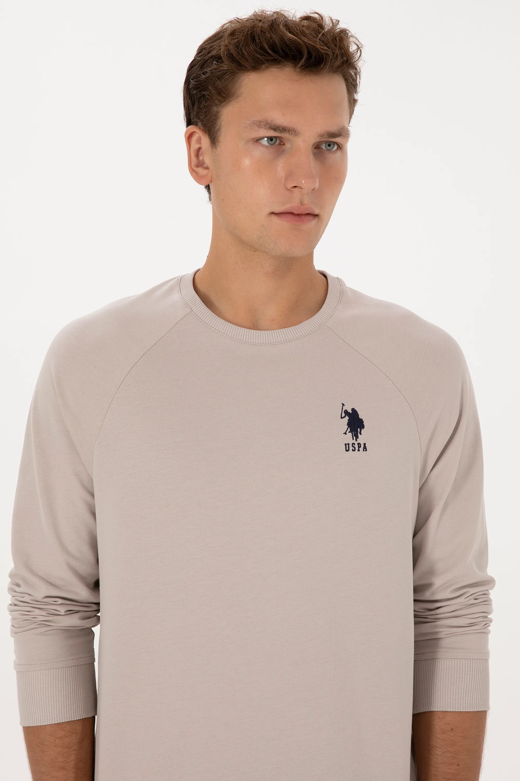 U.S. Polo Assn._Stone_Stone Sweatshirt With Logo_G081SZ0820 2231755_VR049_02