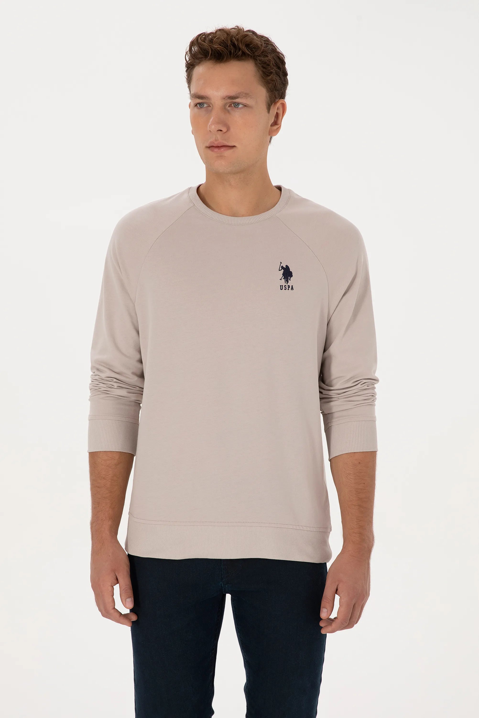U.S. Polo Assn._Stone_Stone Sweatshirt With Logo_G081SZ0820 2231755_VR049_03