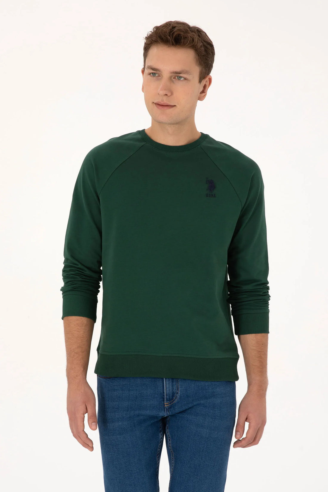 U.S. Polo Assn. Dark Green Men Dark Green Crew Neck Sweatshirt SKU: G081SZ0820 2231755_VR079 Image 01