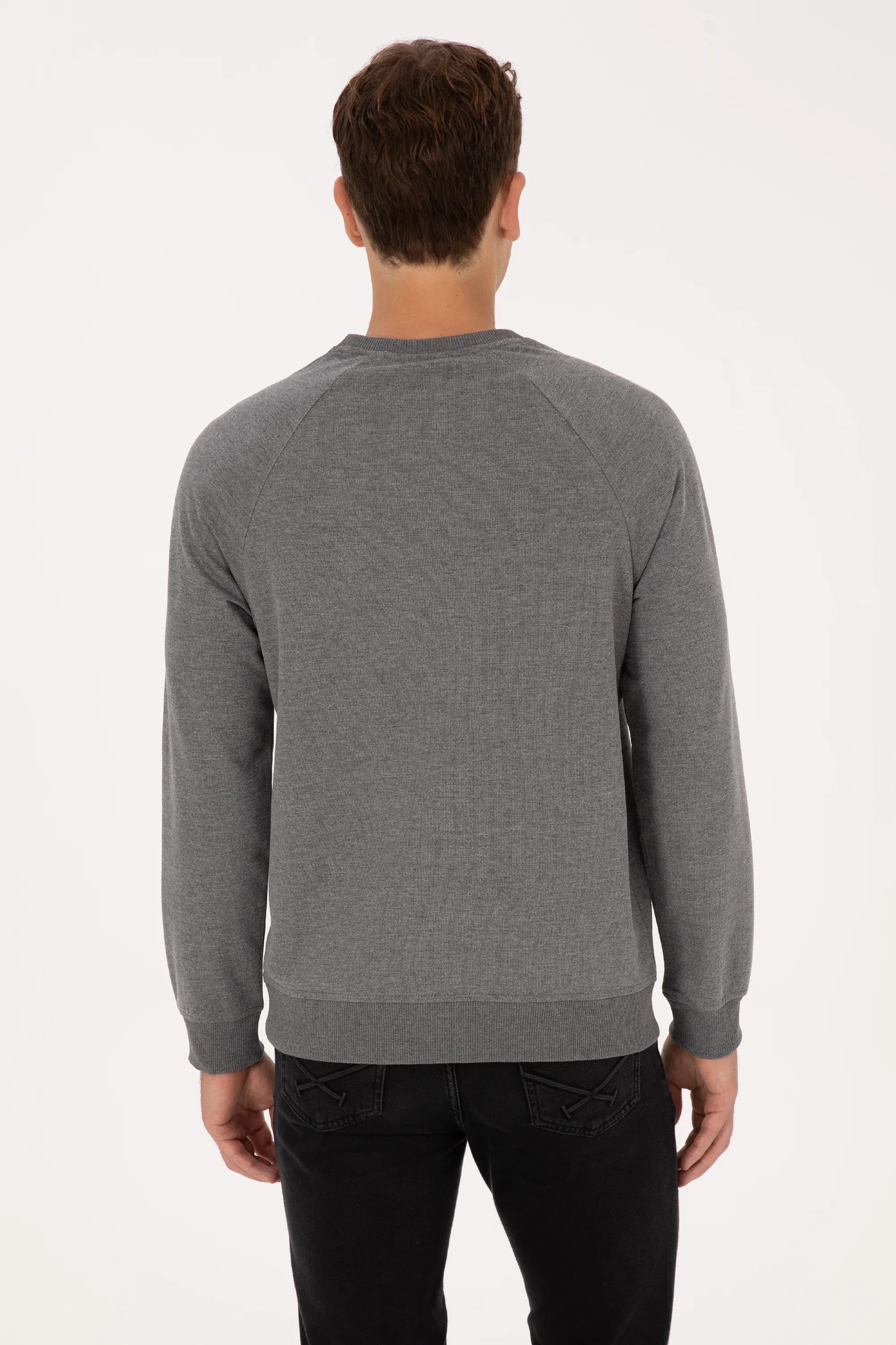 U.S. Polo Assn._Anthracite Mela_Anthracite Mela Sweatshirt With Logo_G081SZ0820 2231755_VR081_05