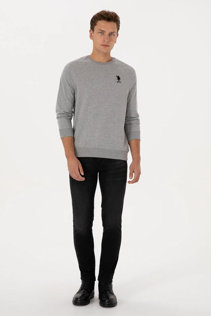 U.S. Polo Assn. Grey Melange Men Grey Melange Crew Neck Sweatshirt SKU: G081SZ0820 2231755_VR086 Image 04