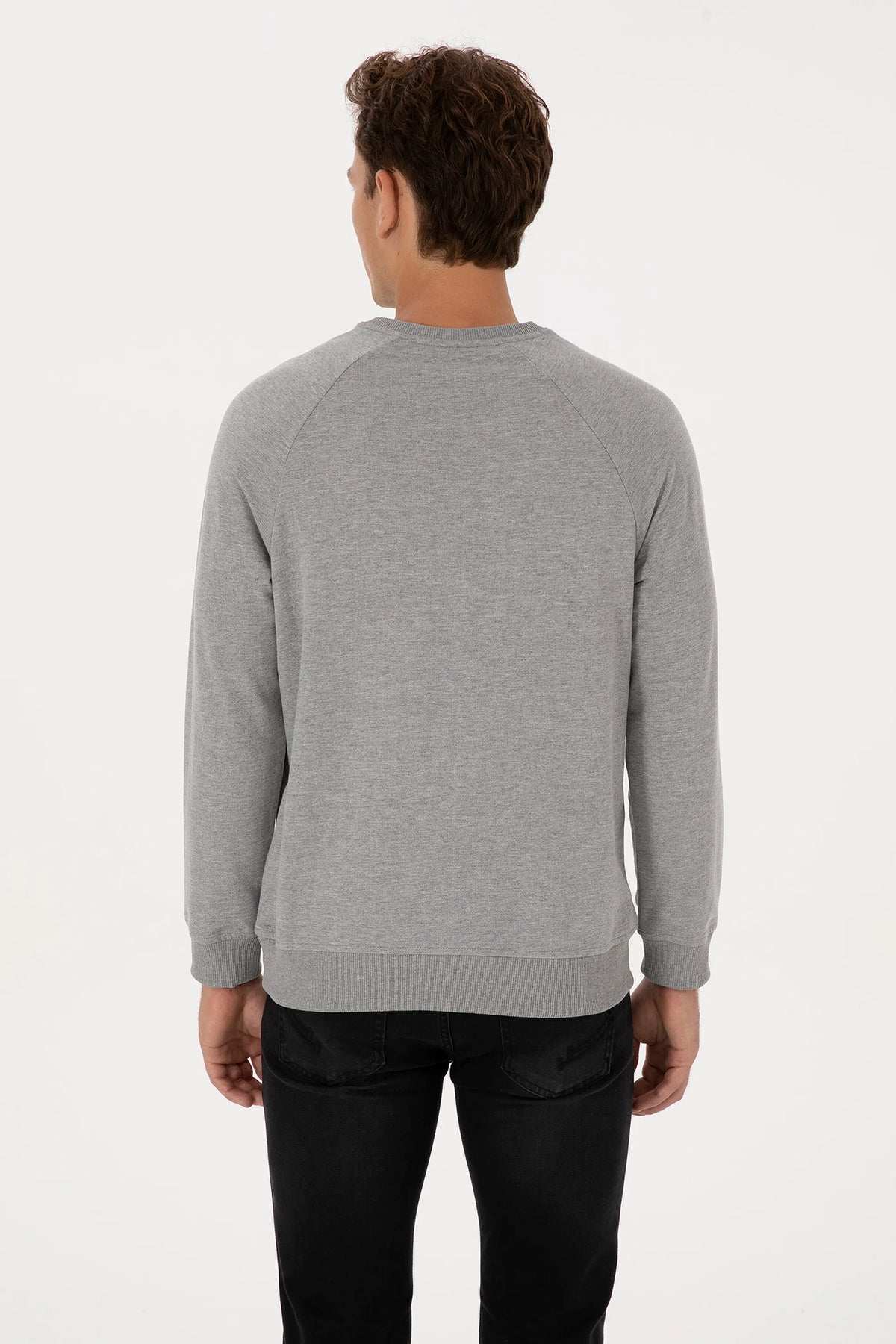 U.S. Polo Assn. Grey Melange Men Grey Melange Crew Neck Sweatshirt SKU: G081SZ0820 2231755_VR086 Image 05