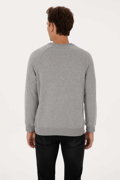 U.S. Polo Assn. Grey Melange Men Grey Melange Crew Neck Sweatshirt SKU: G081SZ0820 2231755_VR086 Image 05