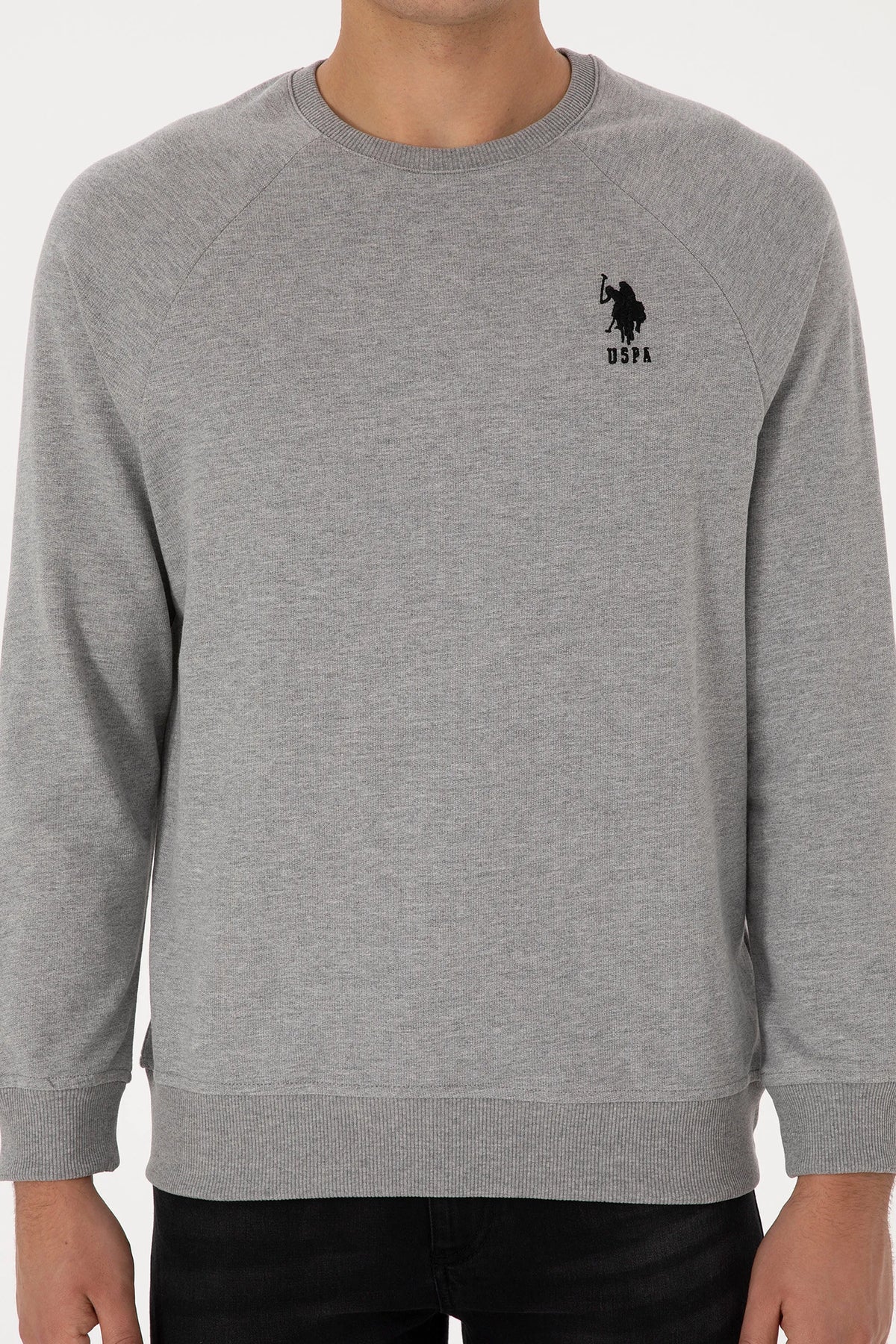 U.S. Polo Assn. Grey Melange Men Grey Melange Crew Neck Sweatshirt SKU: G081SZ0820 2231755_VR086 Image 06