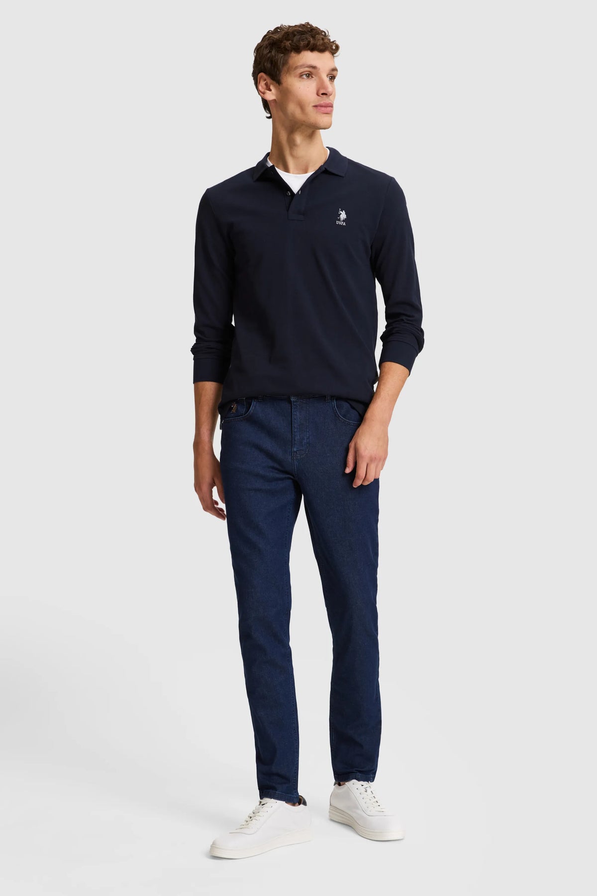 U.S. Polo Assn. Navy Men Navy Long Sleeve Cotton Polo Shirt SKU: G081SZ0820 PU-13485_VR033 Image 04