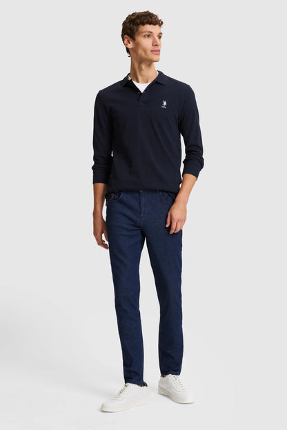 U.S. Polo Assn. Navy Men Navy Long Sleeve Cotton Polo Shirt SKU: G081SZ0820 PU-13485_VR033 Image 04