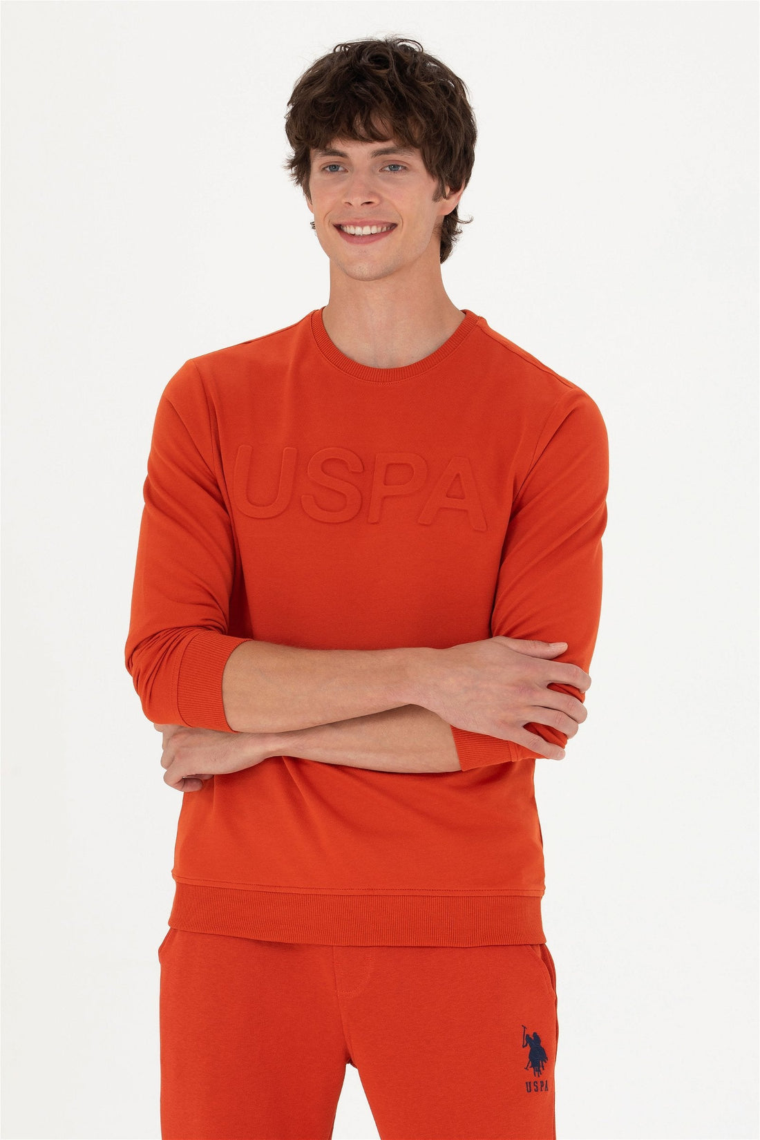 Orange Sweatshirt With Embossed &