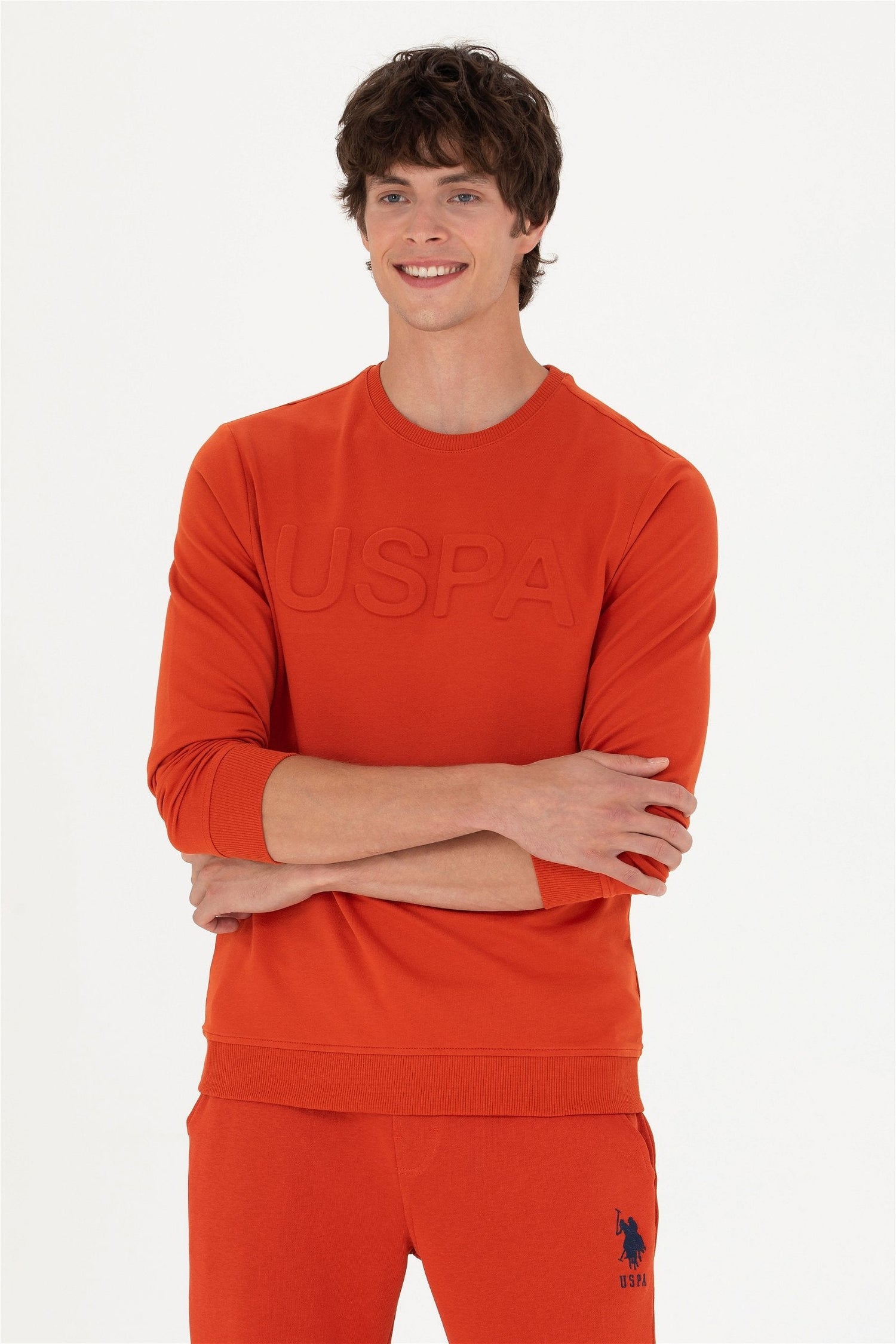Orange Sweatshirt With Embossed &