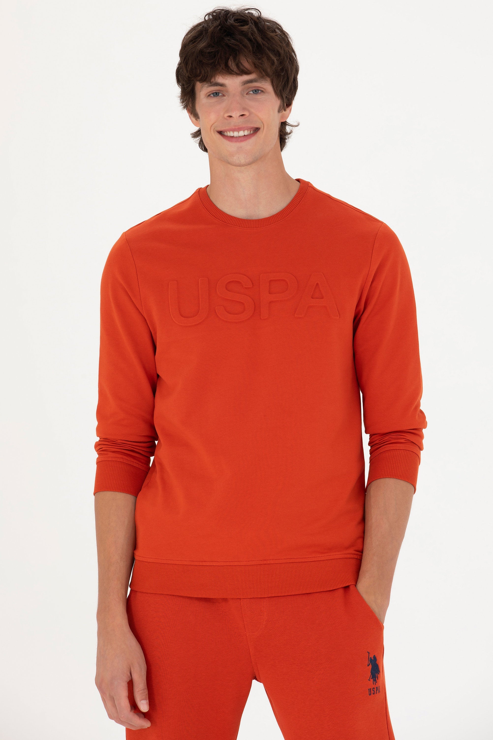 Orange Sweatshirt With Embossed &