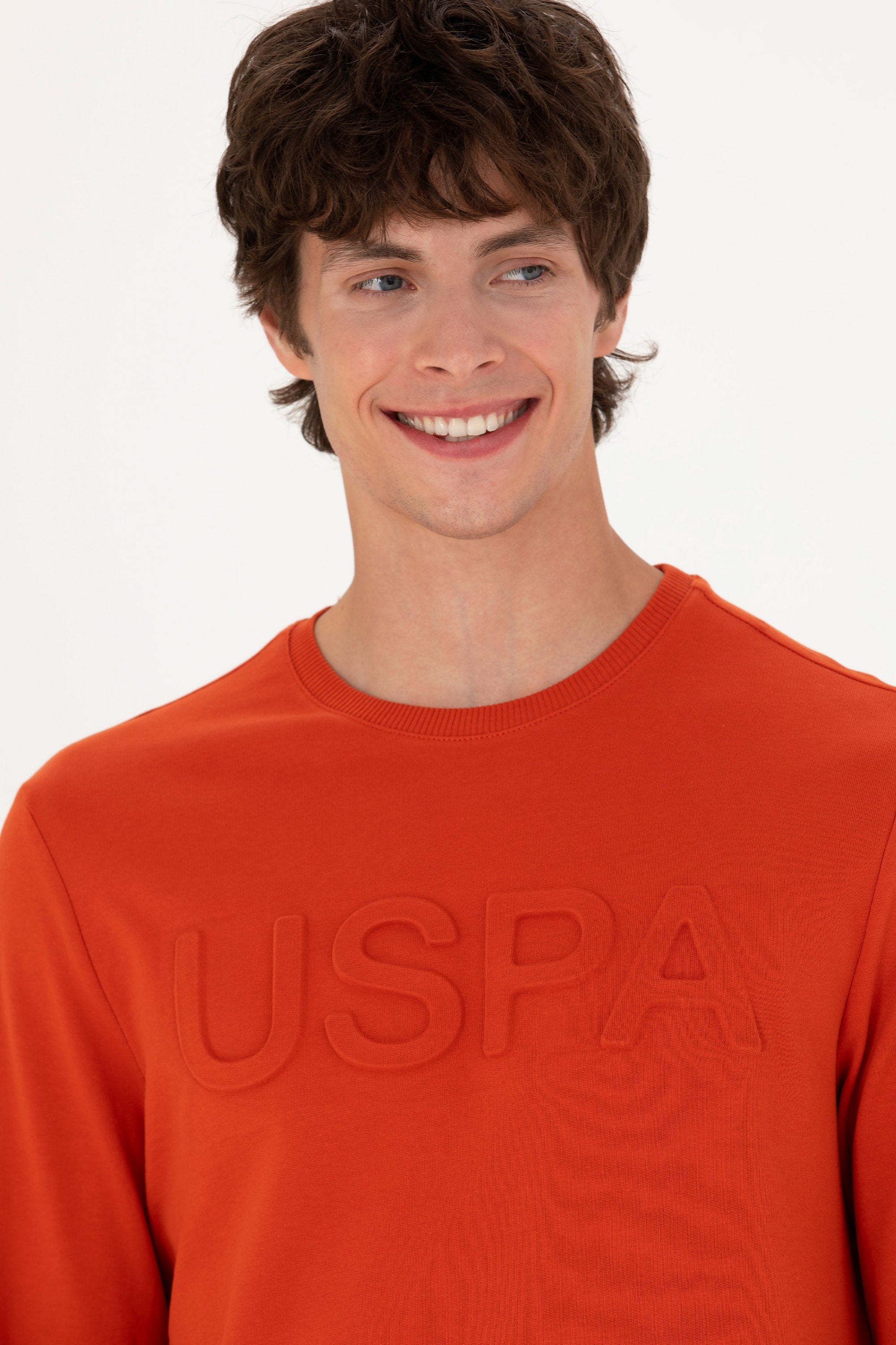 Orange Sweatshirt With Embossed &