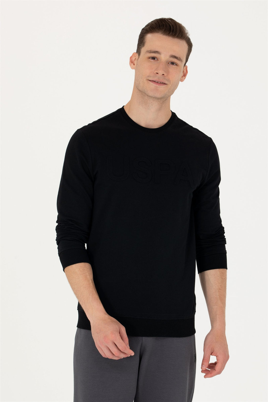 Black Sweatshirt With Embossed &
