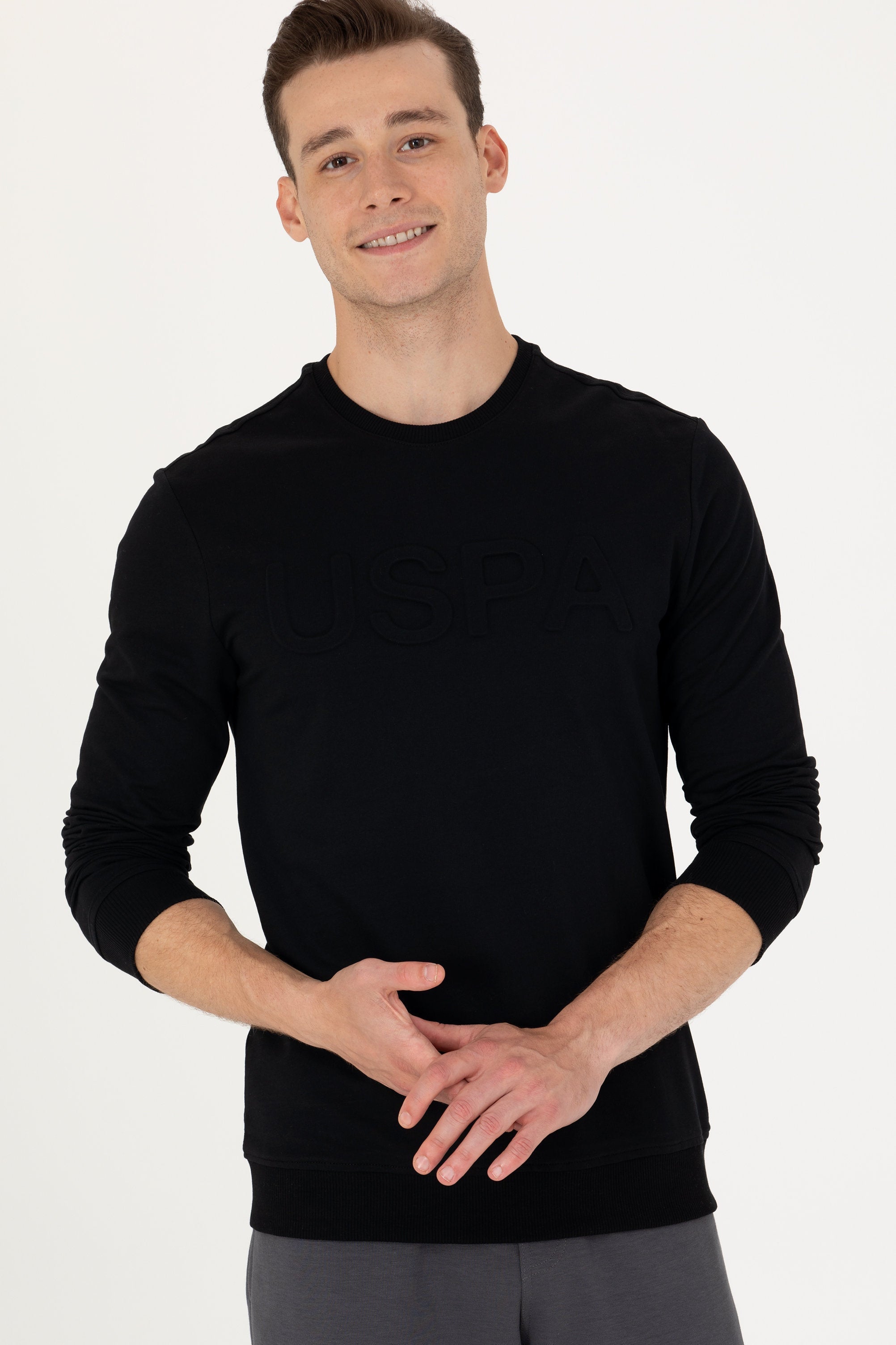 Black Sweatshirt With Embossed &