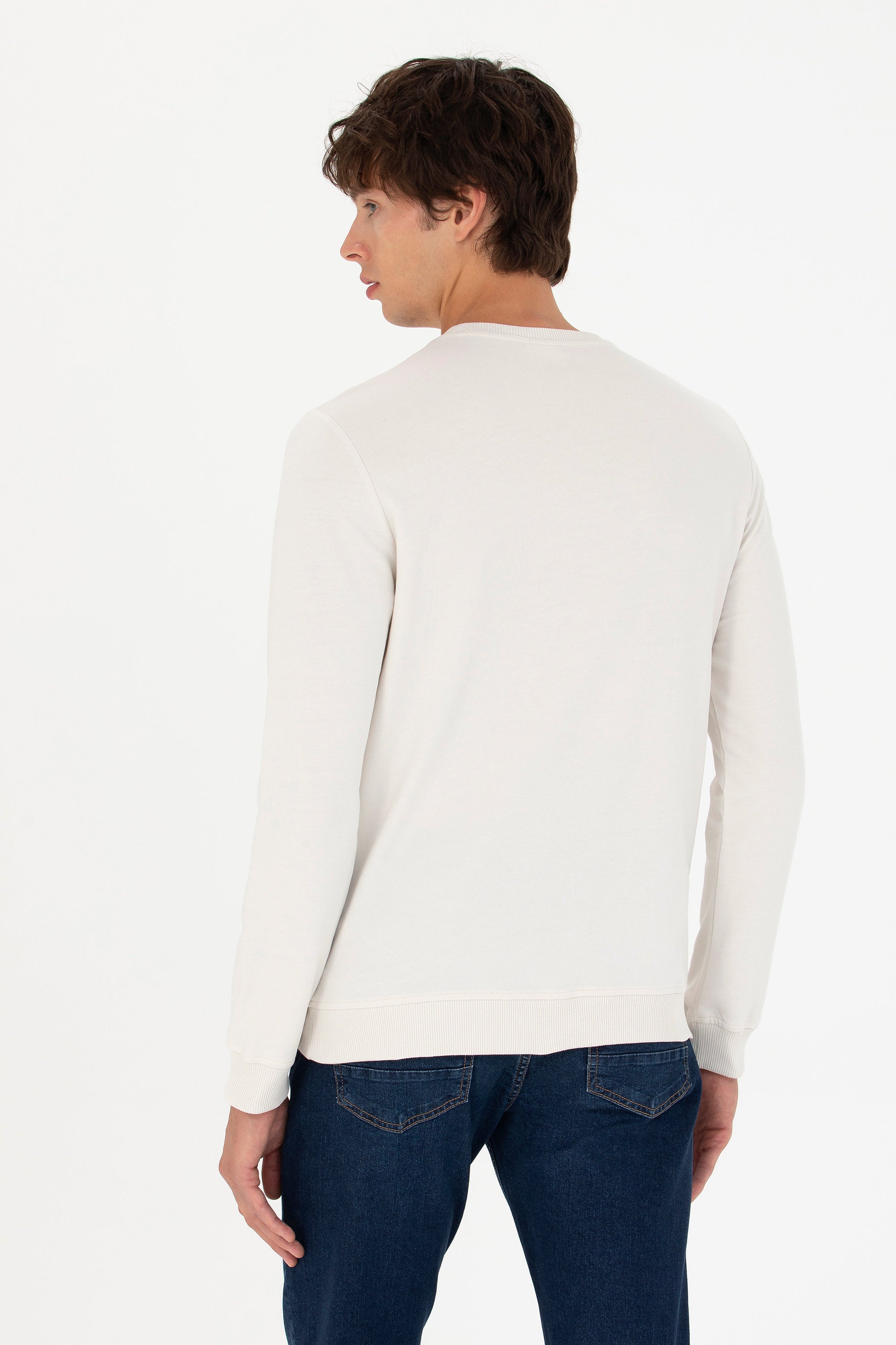 Beige Sweatshirt With Embossed &