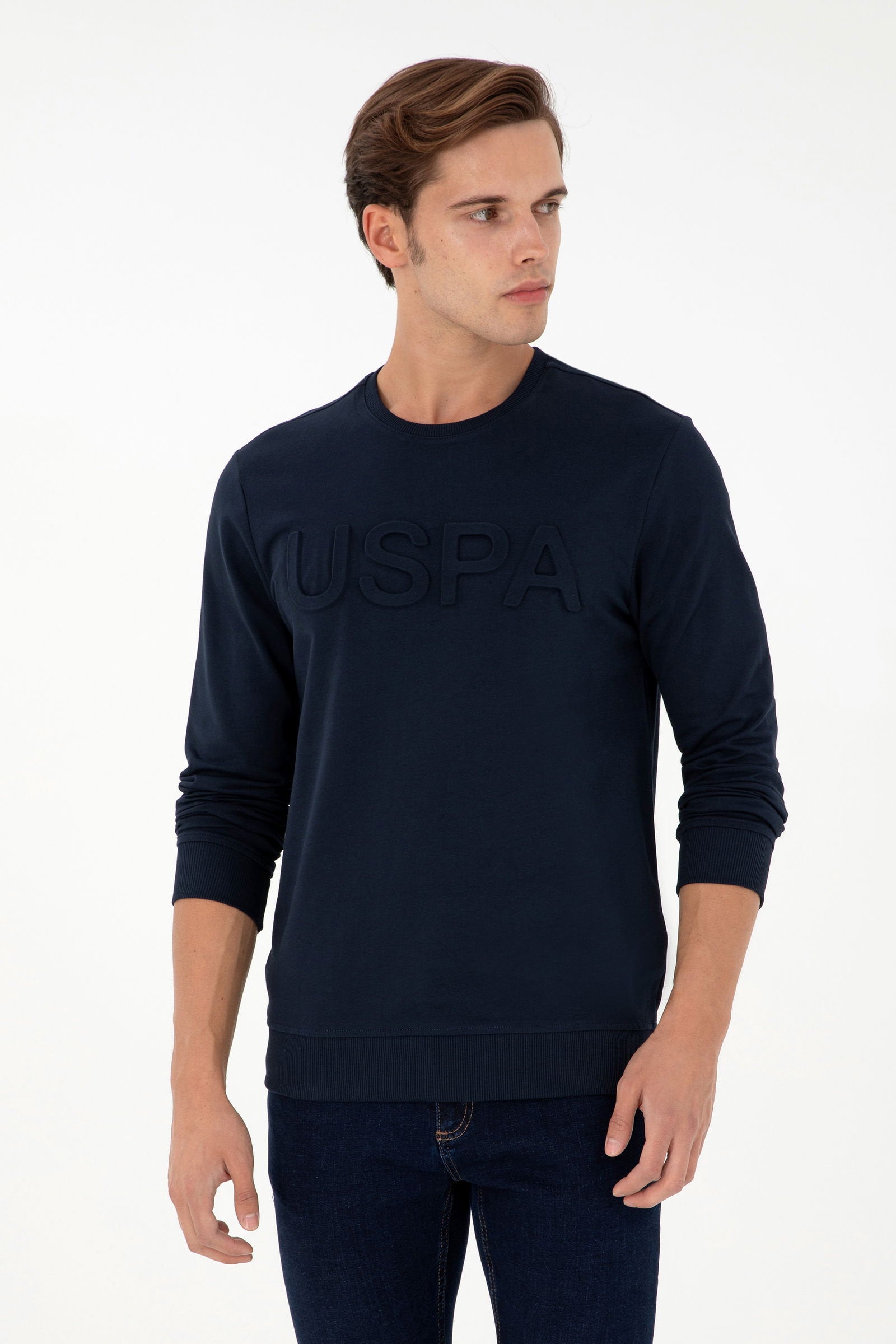 Navy Blue Sweatshirt with Uspa Logo_G081SZ0820 1926931_VR033_01