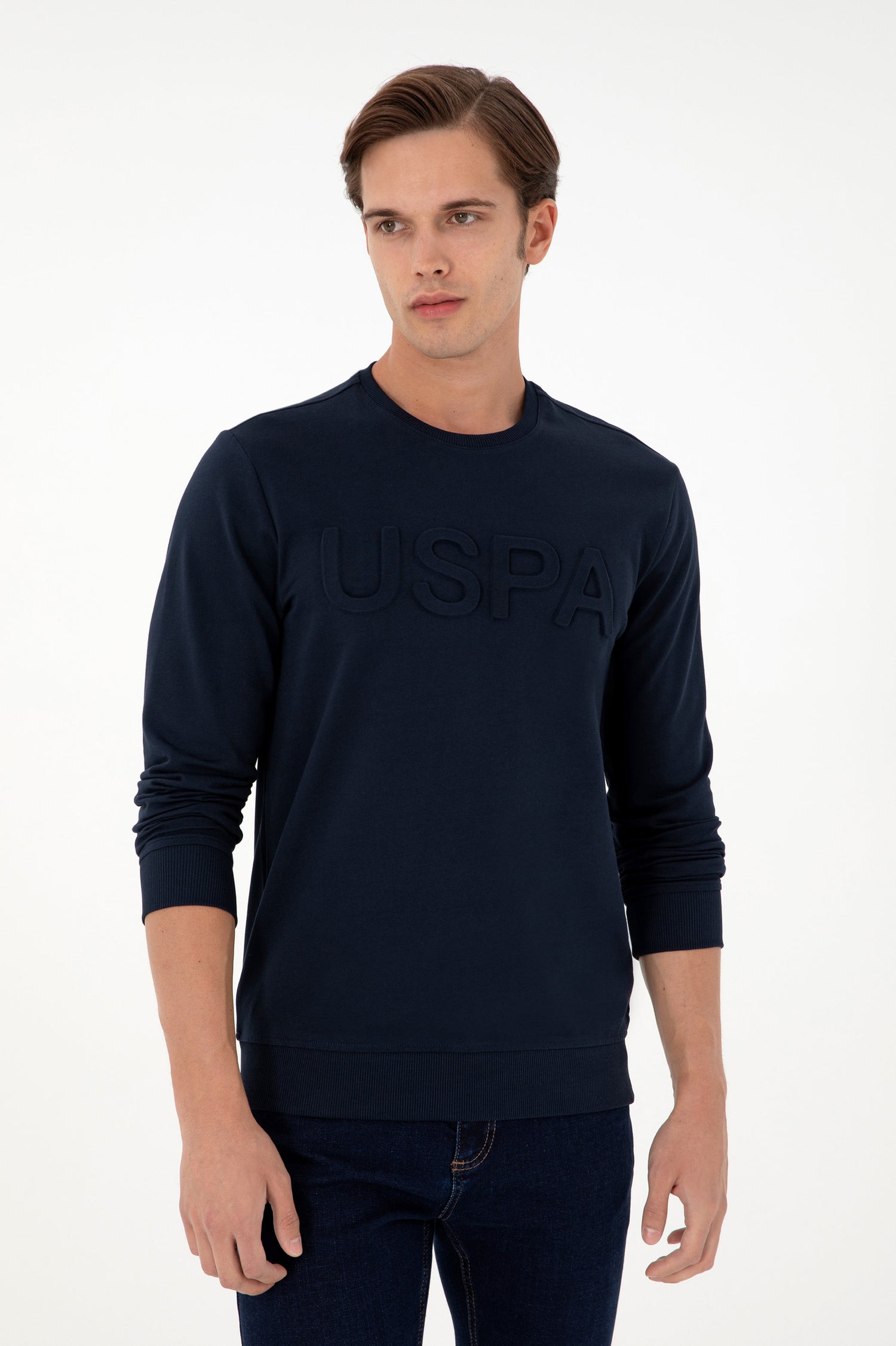 Navy Blue Sweatshirt with Uspa Logo_G081SZ0820 1926931_VR033_03