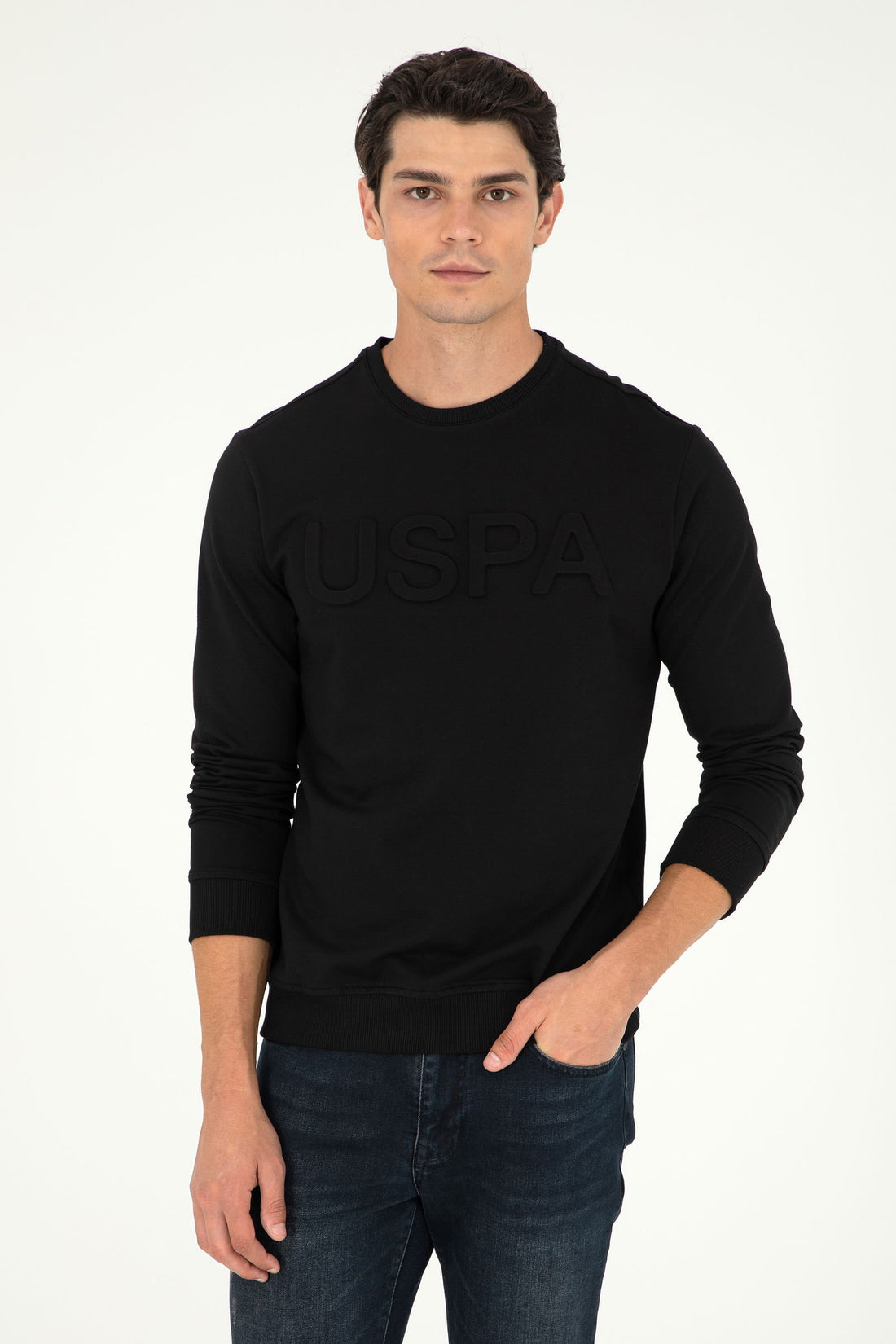 Black Sweatshirt with Uspa Logo_G081SZ0820 1926931_VR046_01