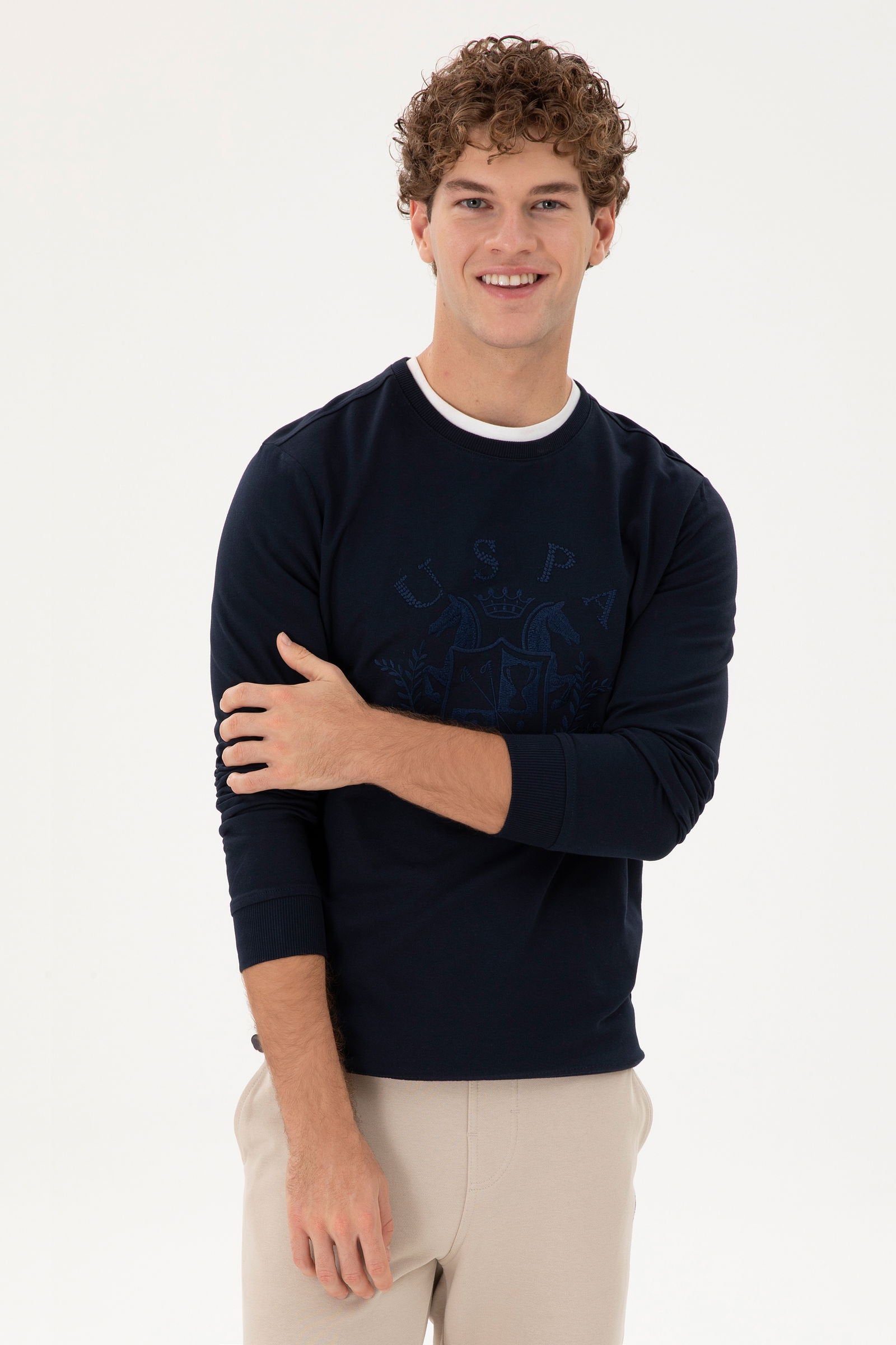 Blue Round Neck Pullover_G081SZ0820 1945650_VR033_01