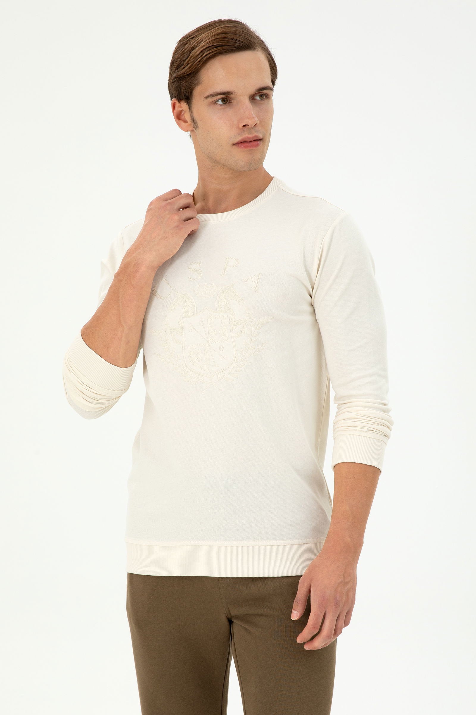 Beige Round Neck Pullover_G081SZ0820 1945650_VR071_01