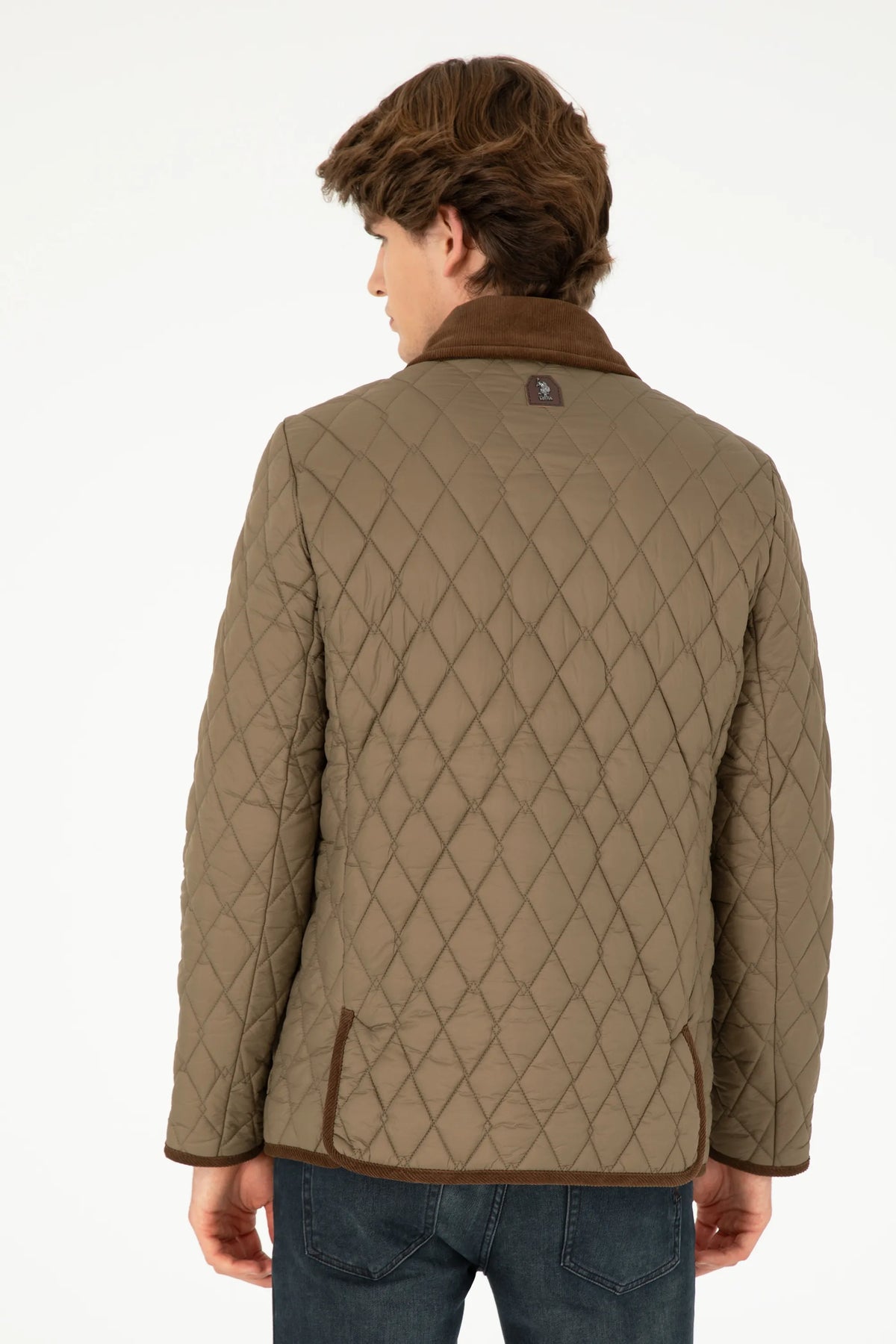 U.S. Polo Assn. Khaki Men Khaki Diamond Quilted Corduroy Collar Puffer Jacket SKU: G081SZ0MS0 1946176_VR027 Image 05
