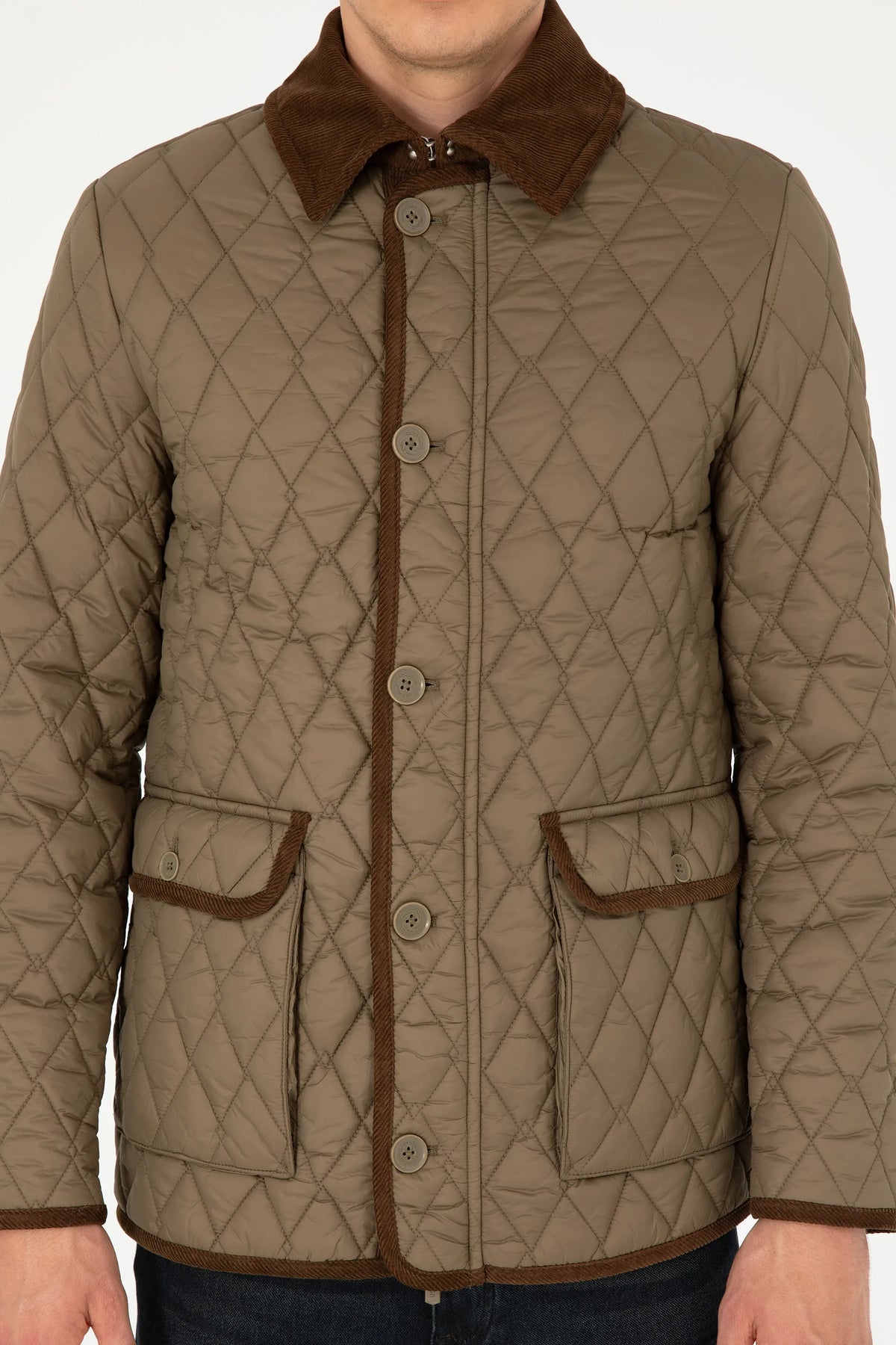 U.S. Polo Assn. Khaki Men Khaki Diamond Quilted Corduroy Collar Puffer Jacket SKU: G081SZ0MS0 1946176_VR027 Image 06