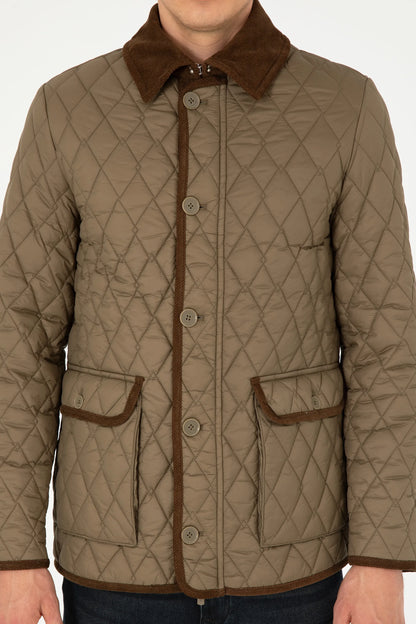 U.S. Polo Assn. Khaki Men Khaki Diamond Quilted Corduroy Collar Puffer Jacket SKU: G081SZ0MS0 1946176_VR027 Image 06
