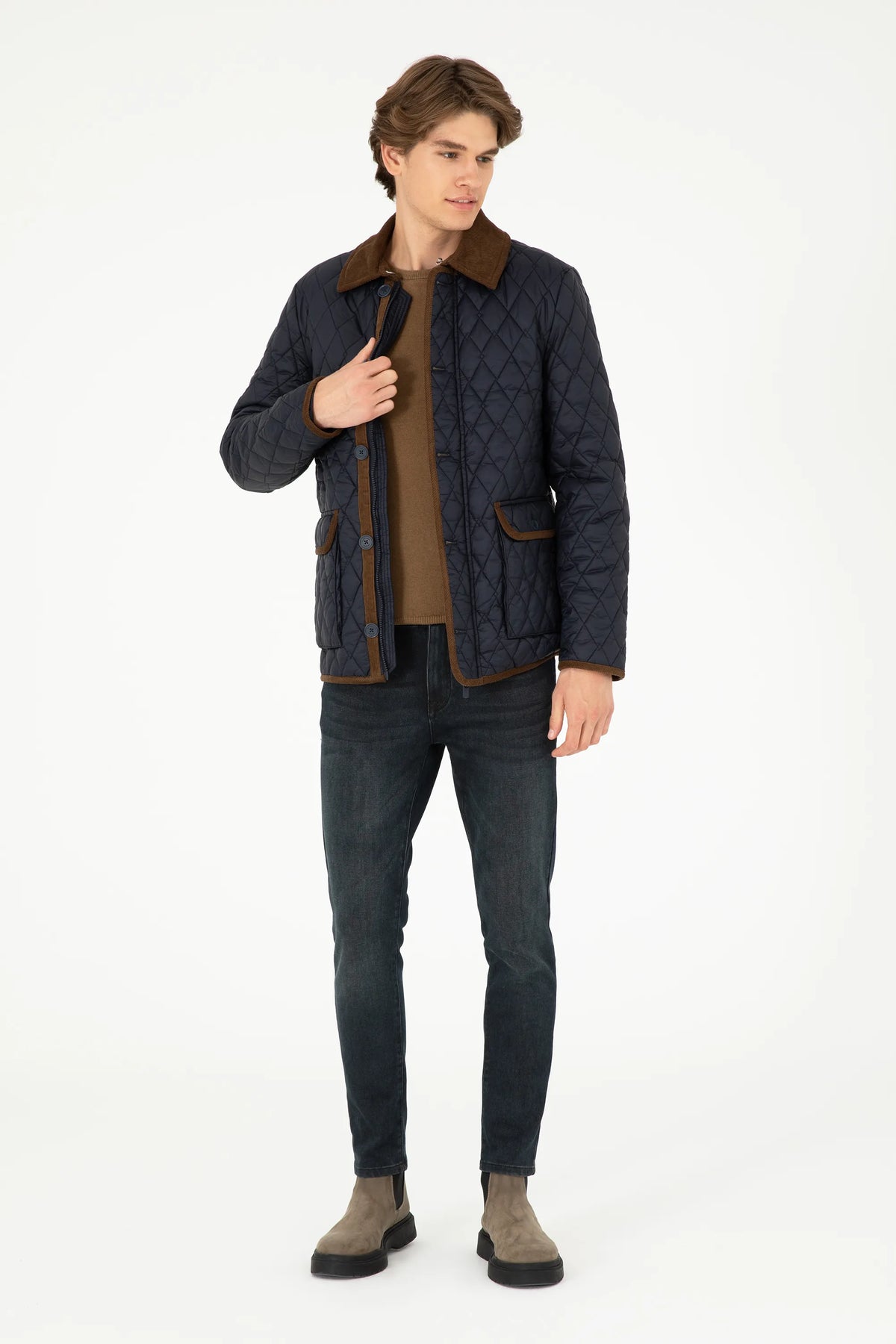 U.S. Polo Assn. Navy Men Navy Diamond Quilted Contrast Trim Puffer Jacket SKU: G081SZ0MS0 1946176_VR033 Image 04