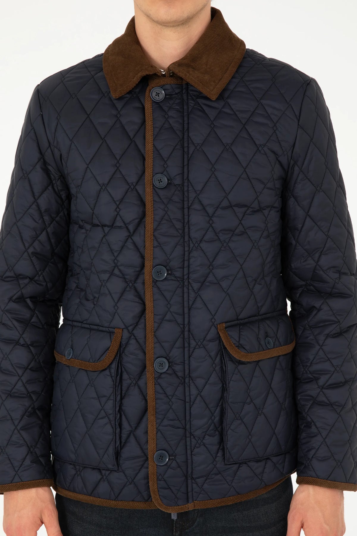 U.S. Polo Assn. Navy Men Navy Diamond Quilted Contrast Trim Puffer Jacket SKU: G081SZ0MS0 1946176_VR033 Image 06